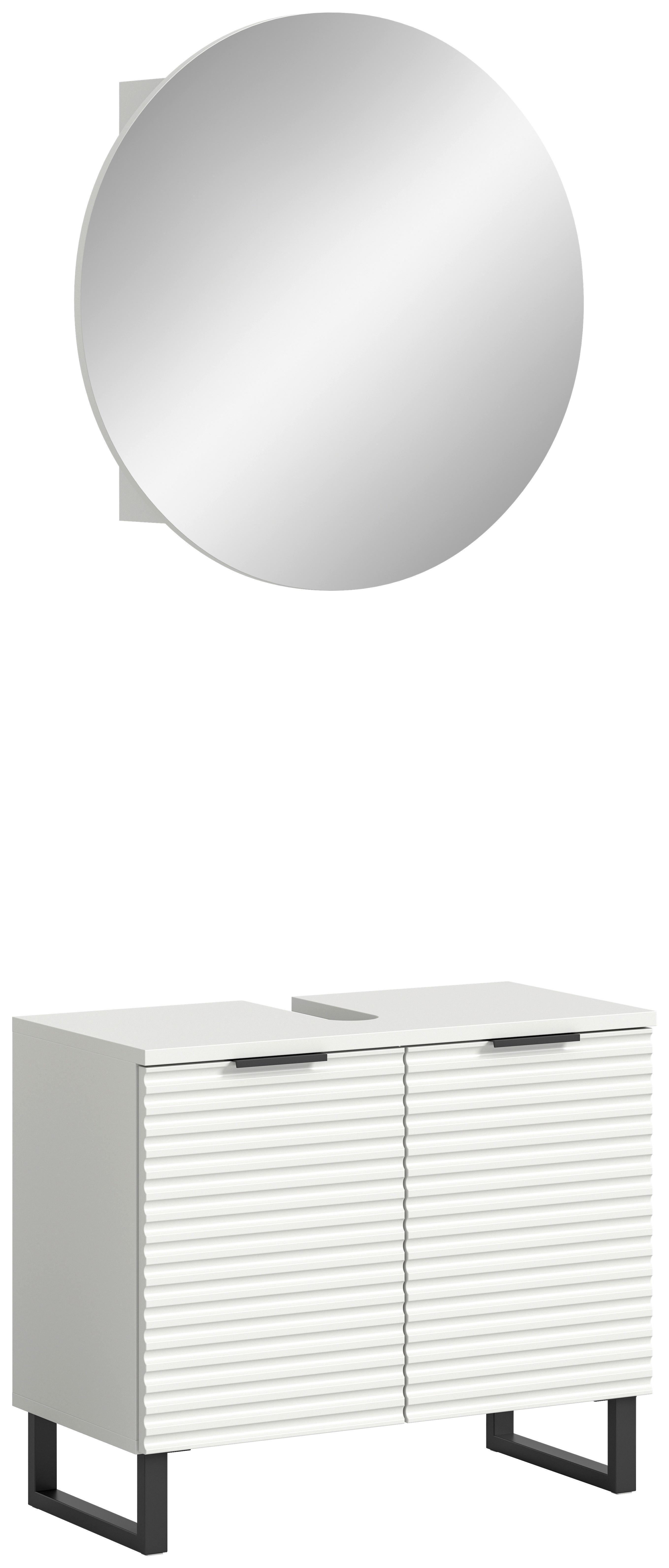 Badezimmer Riff 2-tlg. ca. 70 cm Weiß/Schwarz - Schwarz/Weiß, MODERN, Holzwerkstoff/Metall (70cm) - MID.YOU
