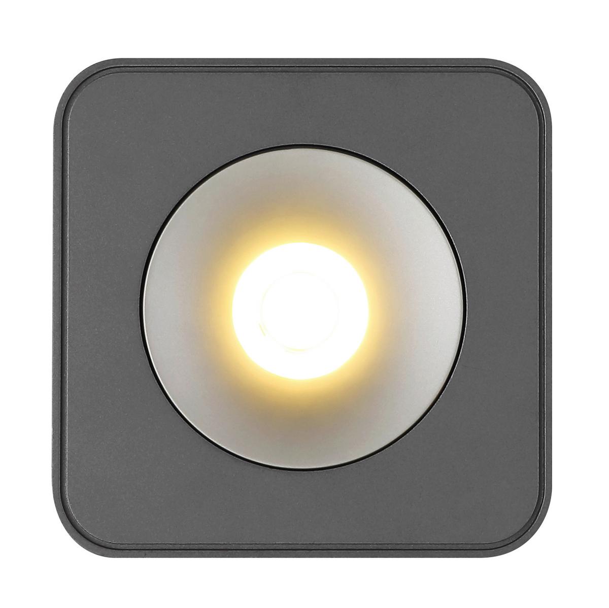 LED-Strahler Hangarau Klar/Dunkelgrau max. 6,5 Watt - Klar/Dunkelgrau, Konventionell, Kunststoff/Metall (11,7/11,7/5,5cm) - Globo