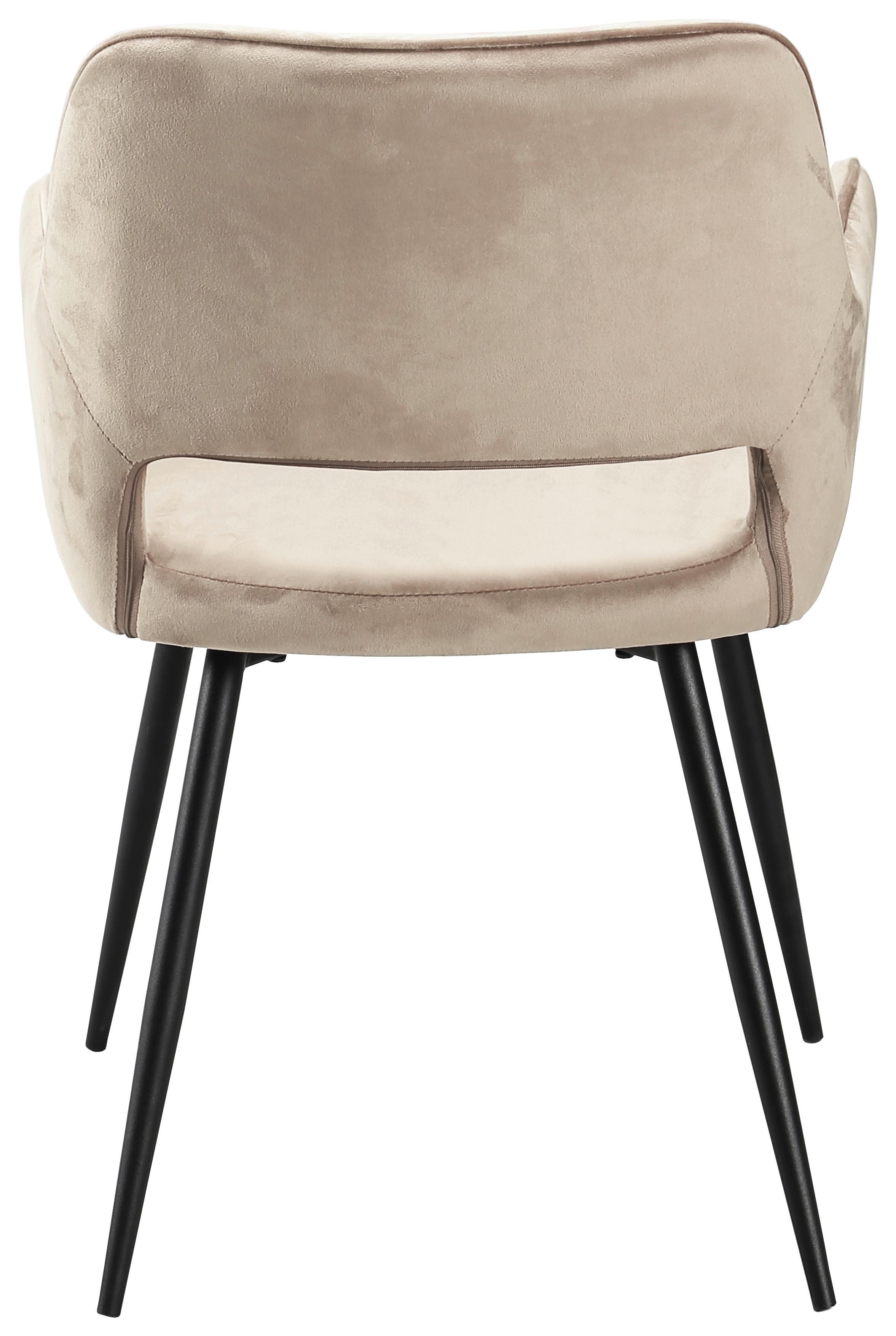 KRZESŁO Z PODŁOKIETNIKAMI SERAFINA - beżowy/czarny, Modern, metal/drewno (55/79/59cm) - Mömax