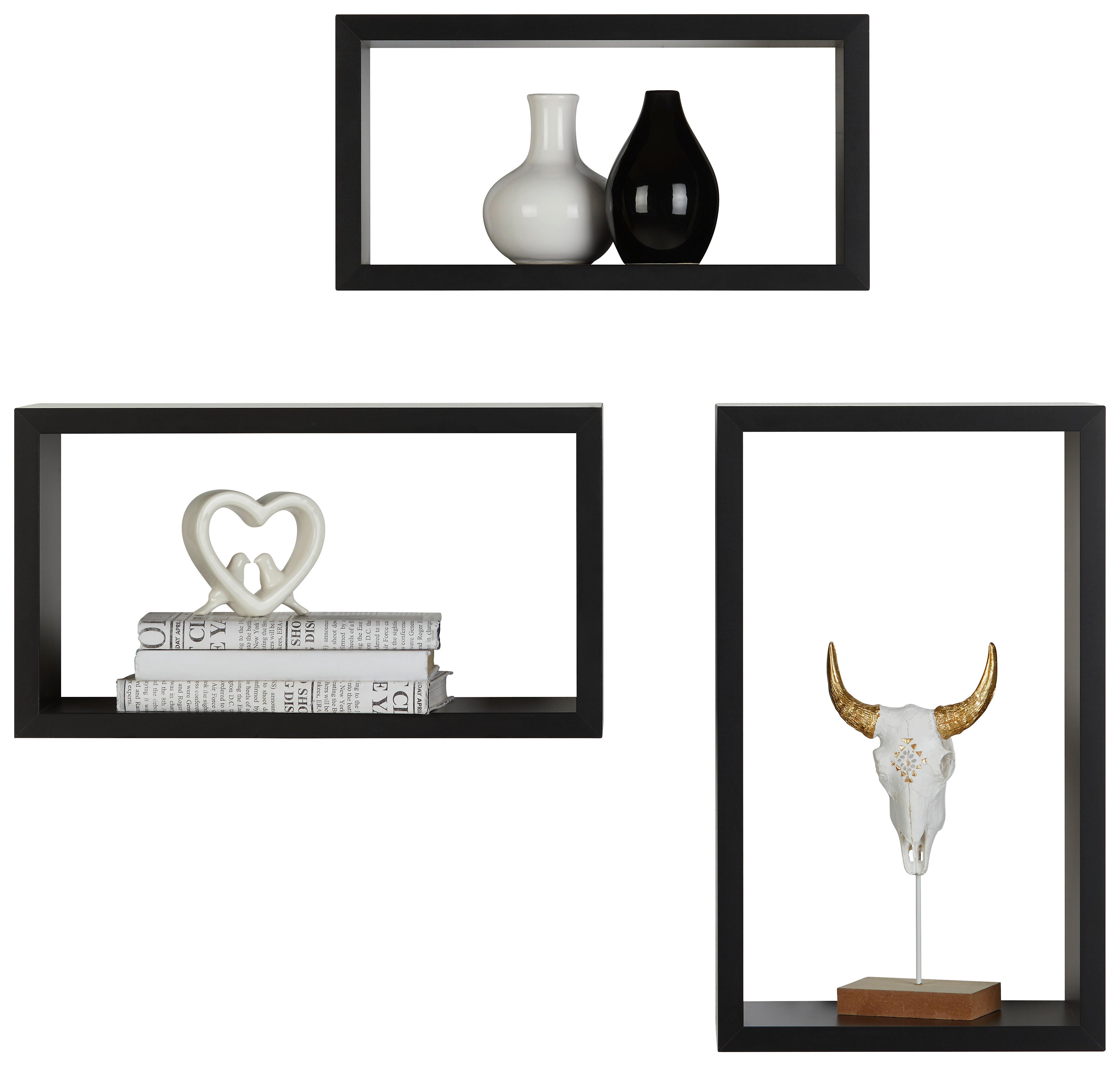 Set Stenskih Regalov Trittico -Sb- - črna, Moderno, leseni material (45-41-37/28-23-19/14cm) - Modern Living