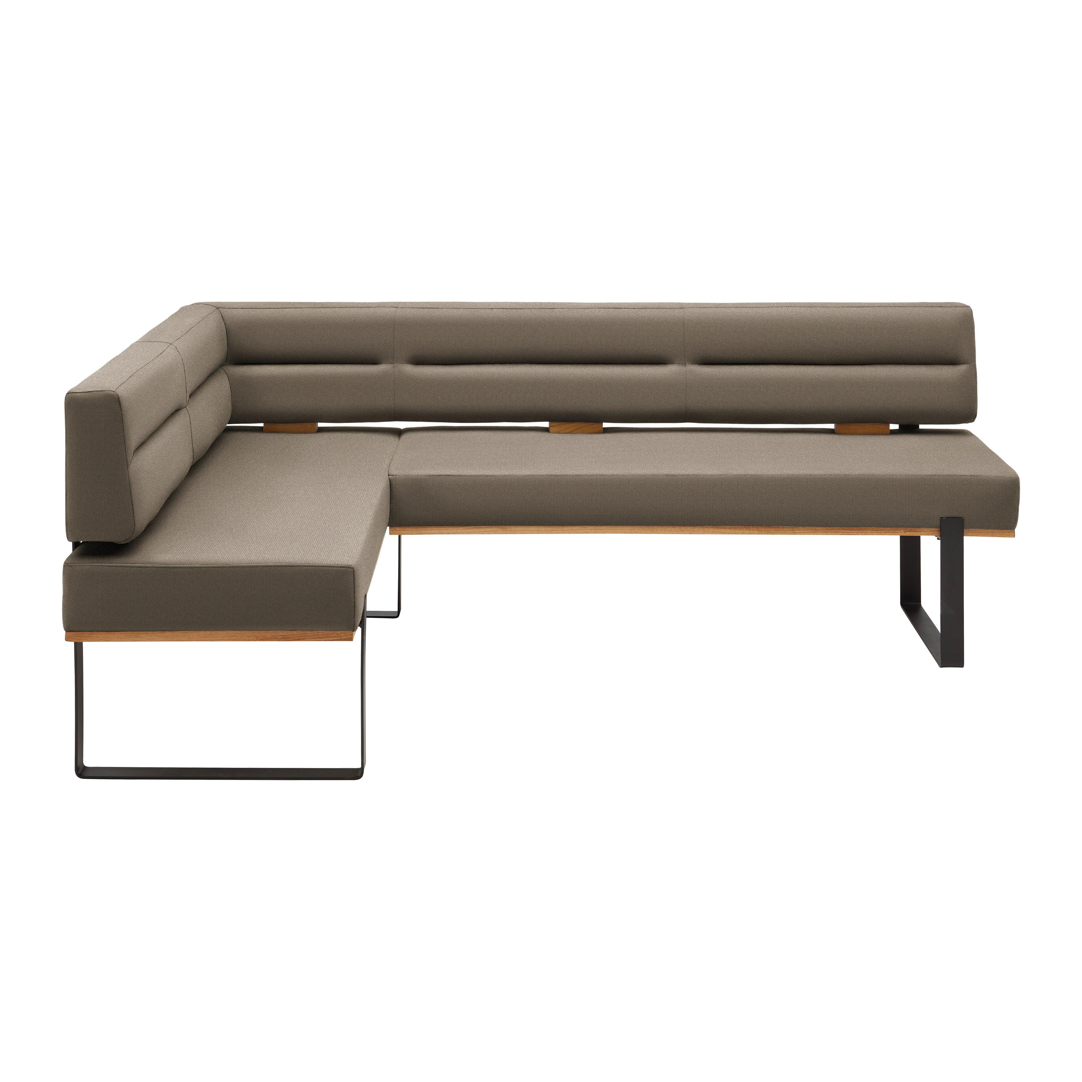 Eckbank Canon RE. in Hellbraun - Hellbraun/Schwarz, Konventionell, Holz/Textil (160/85/220cm) - Based