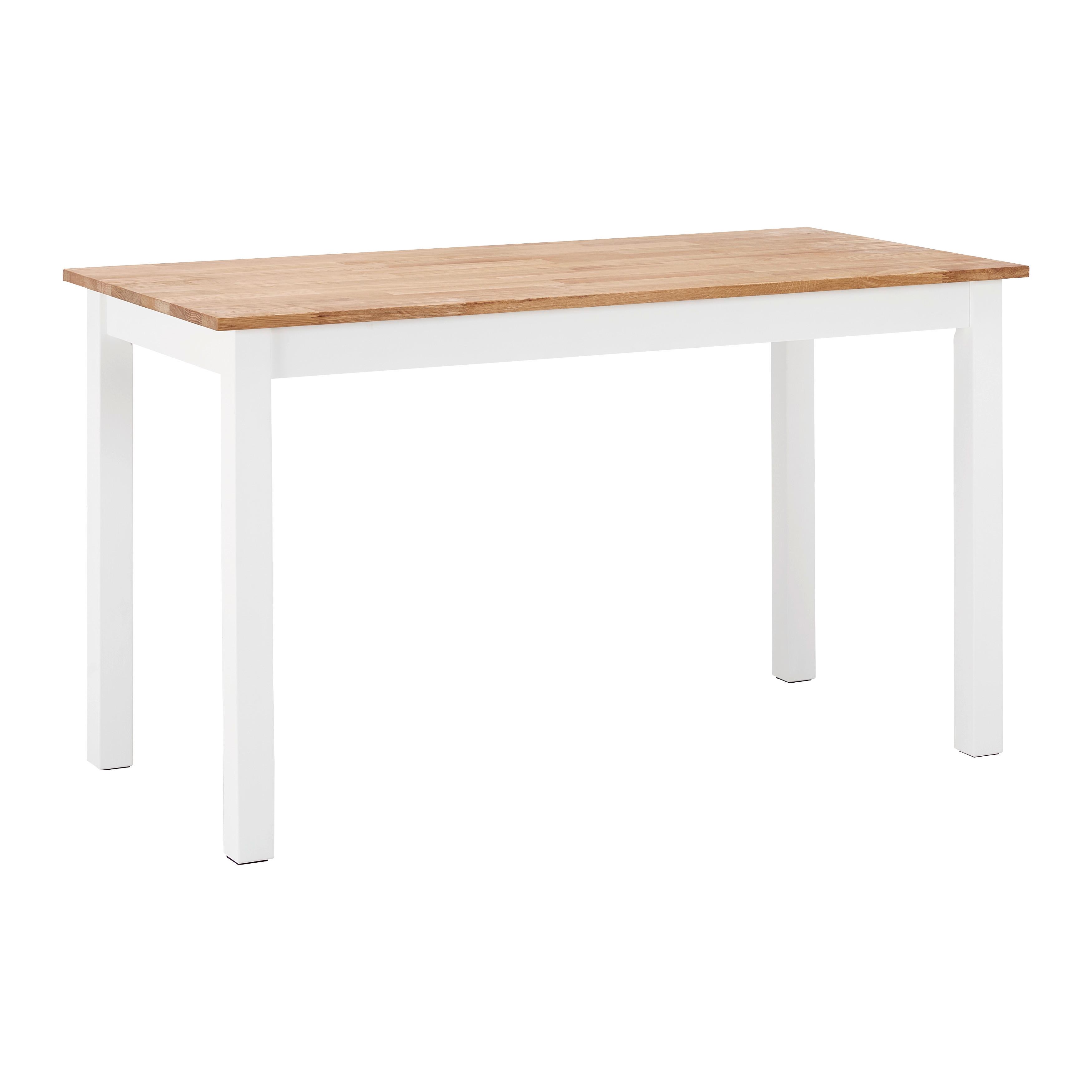 Esstisch Antalia in Holz Eiche massiv ca. 120x60 cm - Naturfarben/Weiß, MODERN, Holz (120/60/75cm) - Bessagi Home
