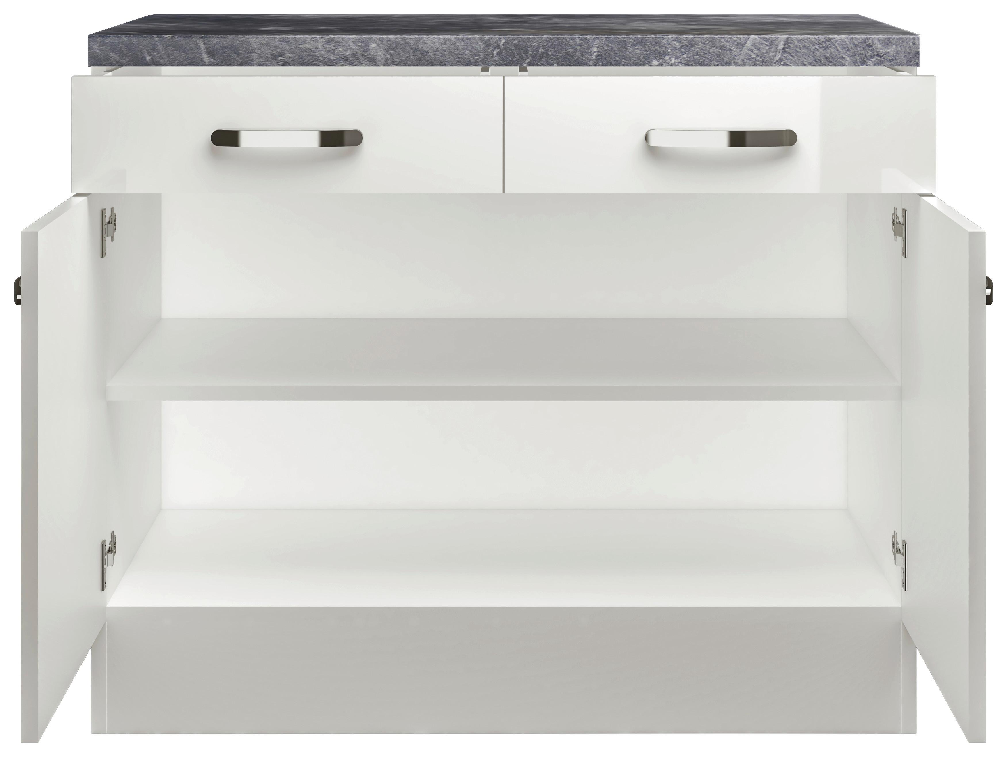 KÜCHENUNTERSCHRANK ALBA US 100 - Schieferfarben/Edelstahlfarben, MODERN, Holzwerkstoff/Metall (100/86/60cm) - FlexWell