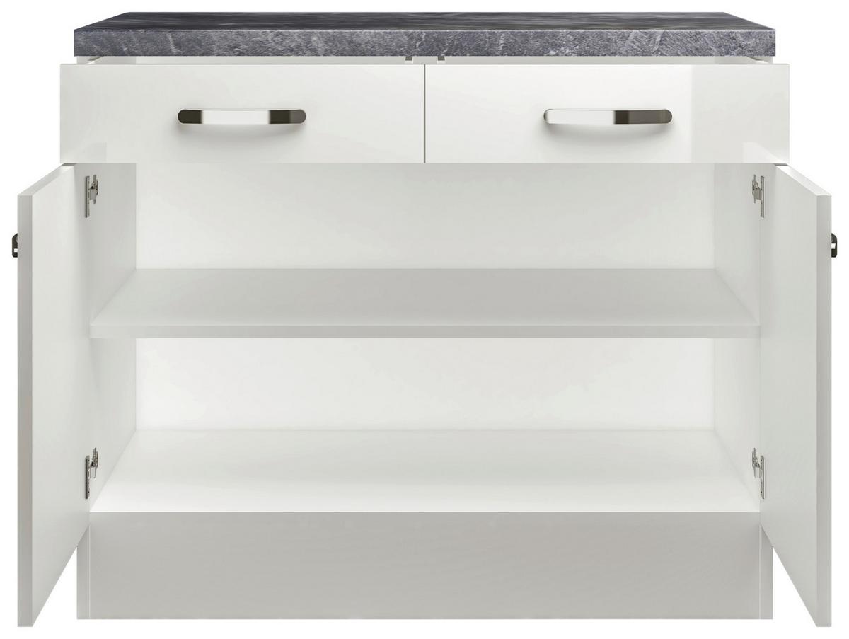 KÜCHENUNTERSCHRANK ALBA US 100 - Schieferfarben/Edelstahlfarben, MODERN, Holzwerkstoff/Metall (100/86/60cm) - FlexWell