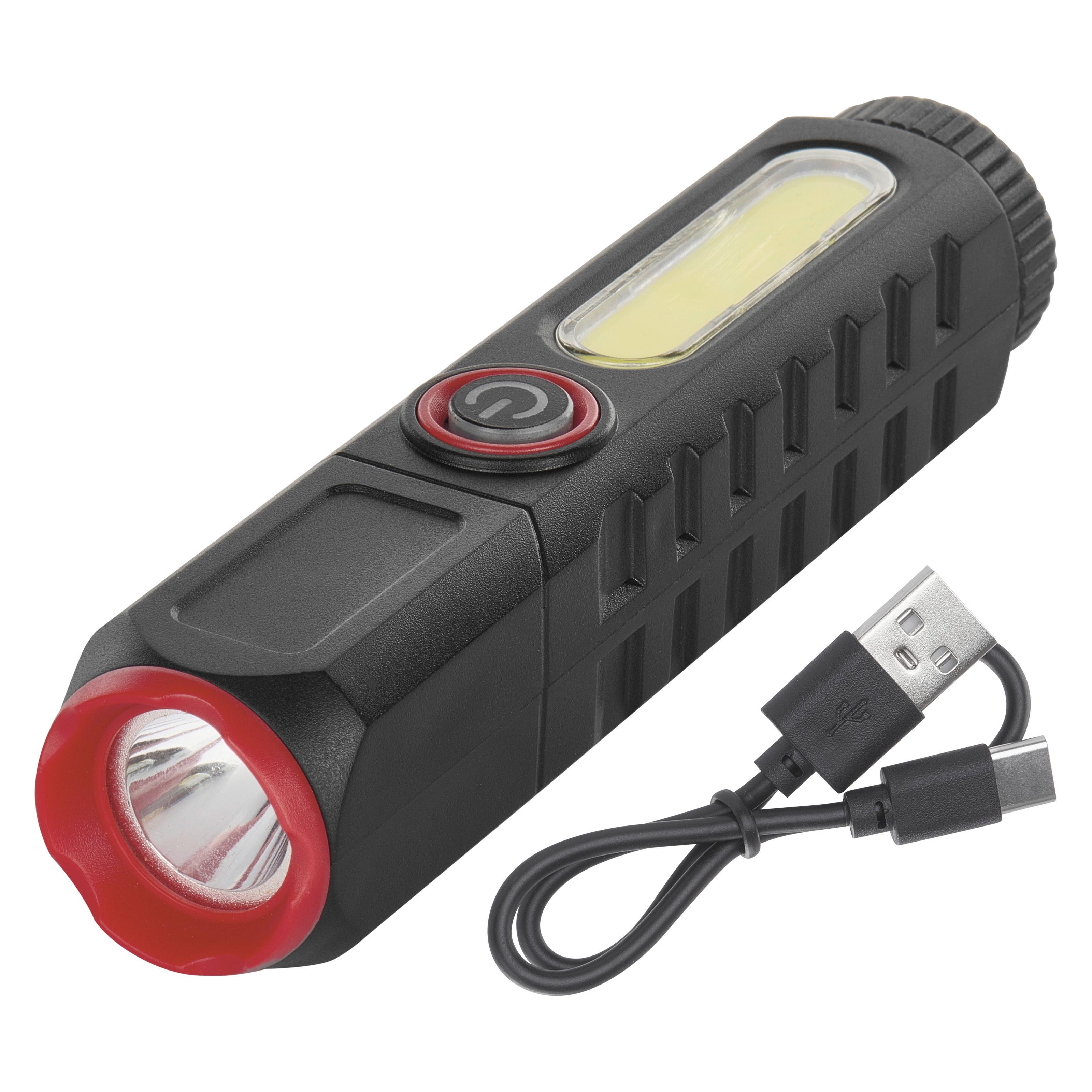 Tölthető LED Elemlámpa 120 Lumen - fekete, műanyag
