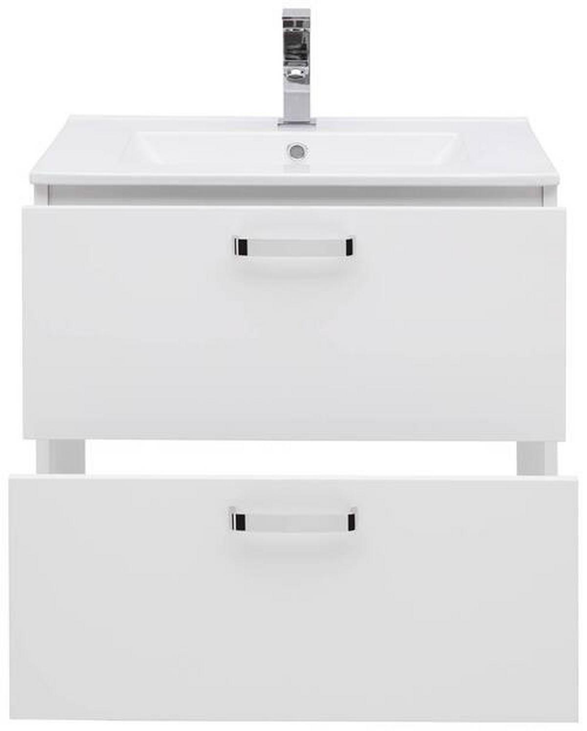 Bază cu lavoar Fresh - alb/alb lucios intens, Konventionell, ceramică/material pe bază de lemn (61/56/47cm) - Ondega