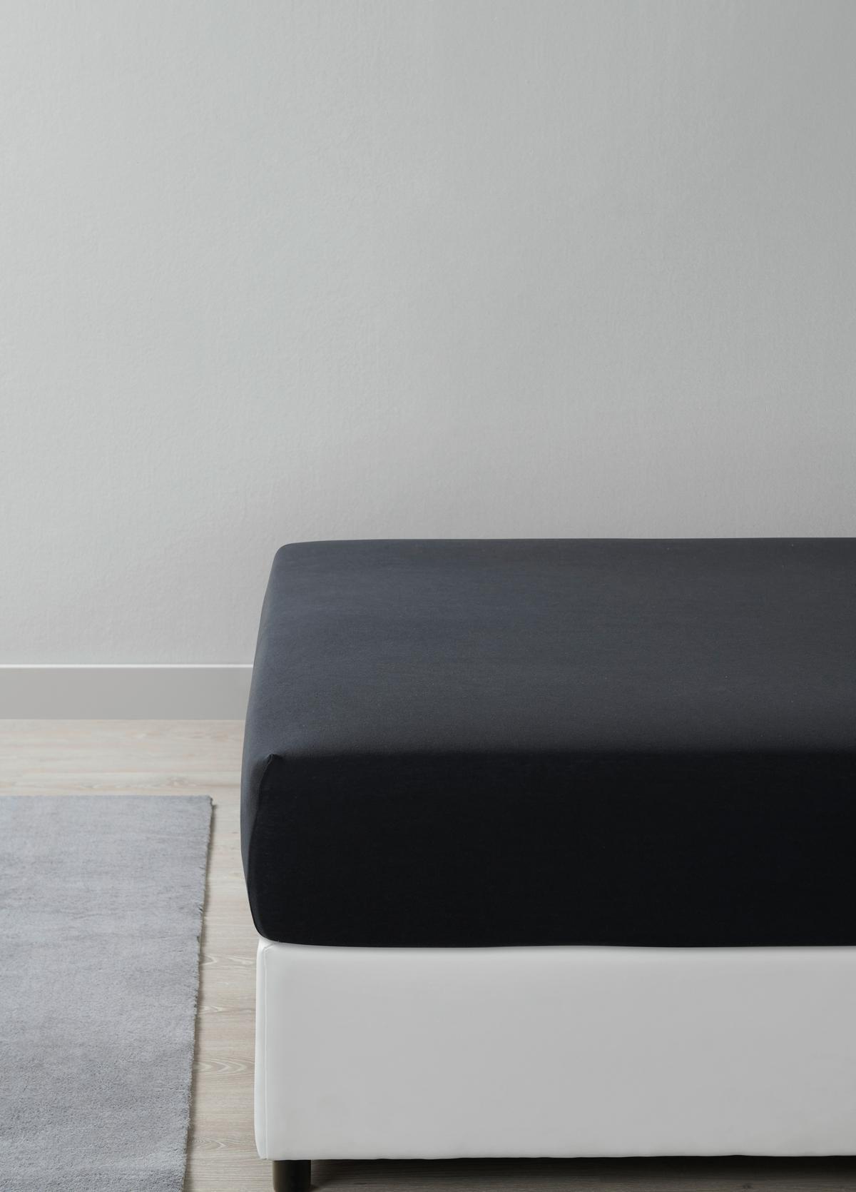 Cearșaf cu elastic Alma, cca. 140x200cm - negru, Konventionell, textil (140/200cm) - Mömax