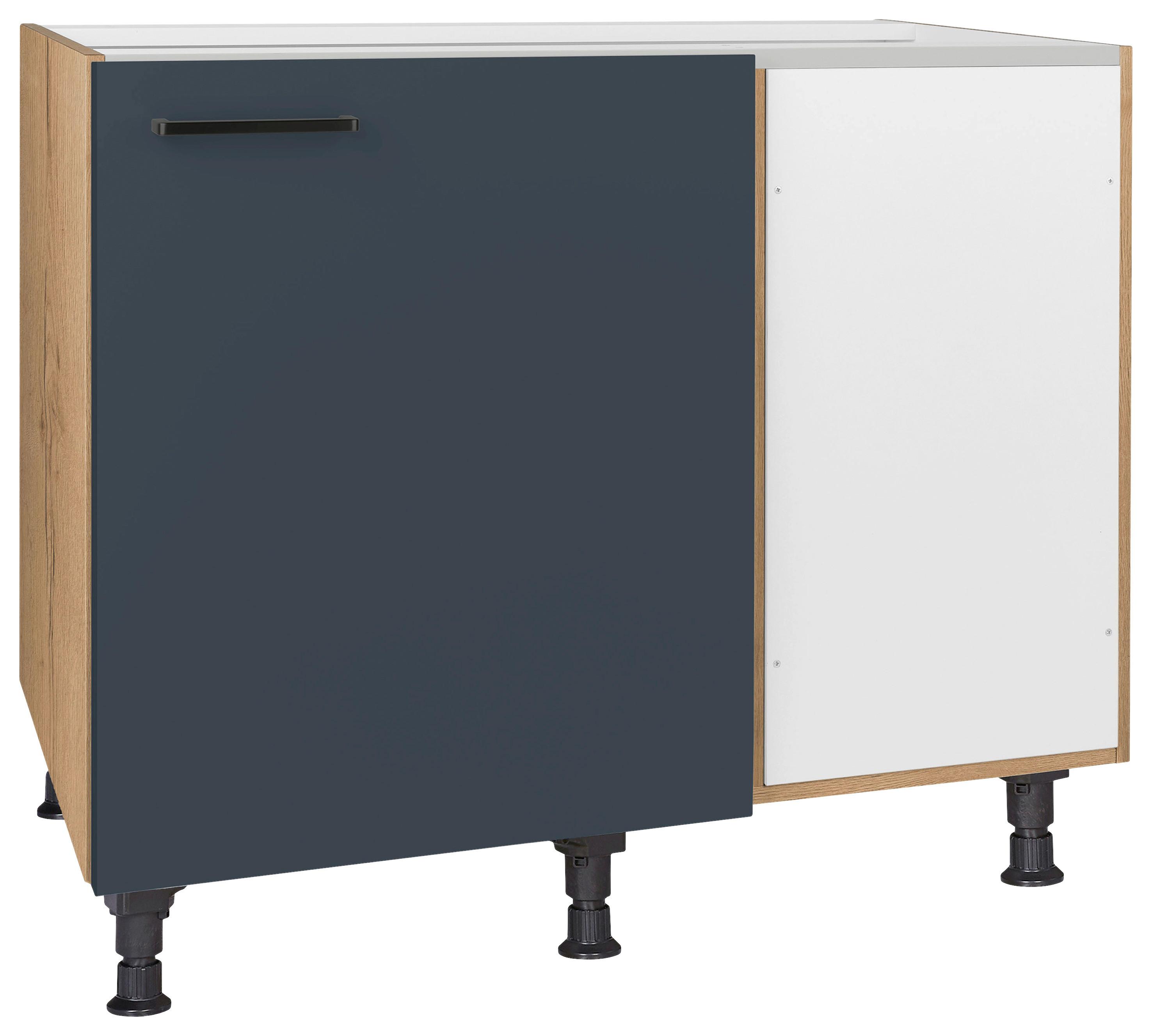 Eckunterschrank Easytouch Blau - Blau/Eichefarben, MODERN, Holzwerkstoff/Metall (125/87/65cm) - Nobilia