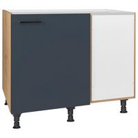 Eckunterschrank Easytouch Blau - Blau/Eichefarben, MODERN, Holzwerkstoff/Metall (125/87/65cm) - Nobilia