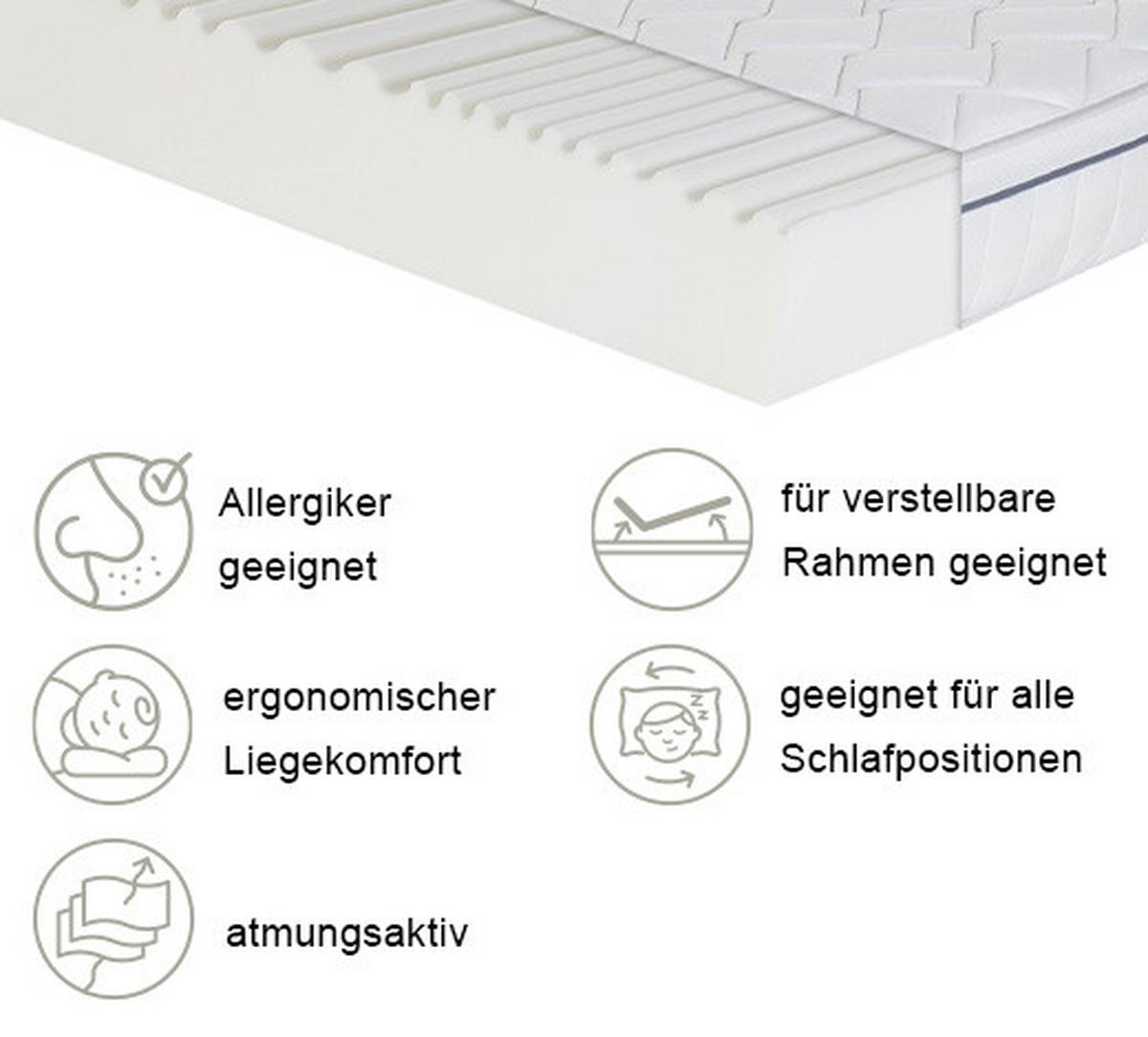 Kaltschaummatratze Air Wave 3D H/3 ca.160x200cm - Weiß, Basics, Textil (160/200cm) - MID.YOU