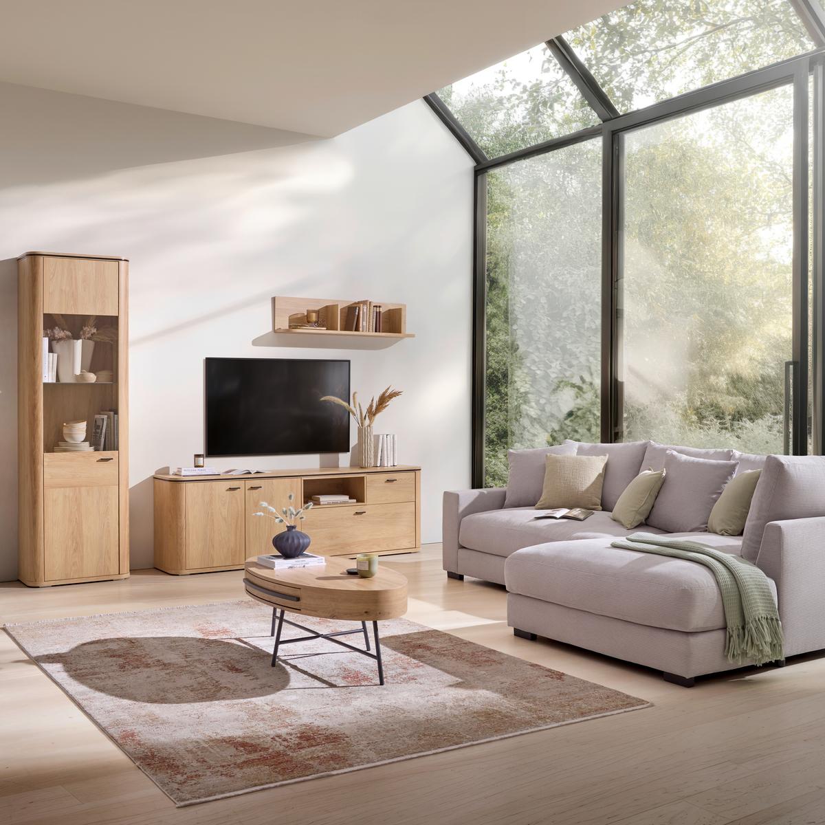 TV-Element Lagos Eichefarben - Eichefarben/Anthrazit, Modern, Holzwerkstoff/Kunststoff (210,2/65/42,5cm) - Premium Living