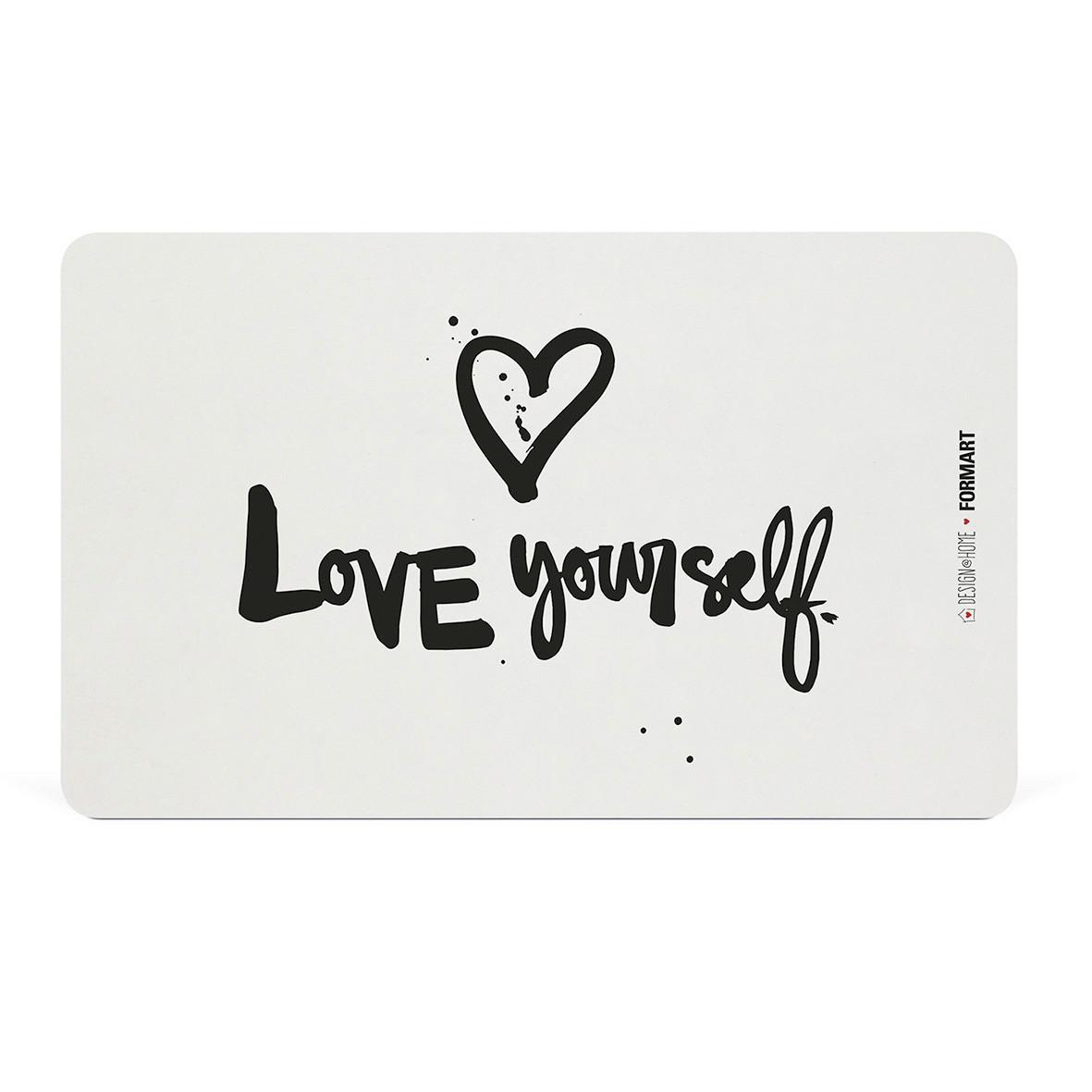 Schneidebrett Love yourself Kunststoff in Schwarz/Weiss - Weiss/Schwarz, Modern, Kunststoff (23,3/14,3/0,2cm)