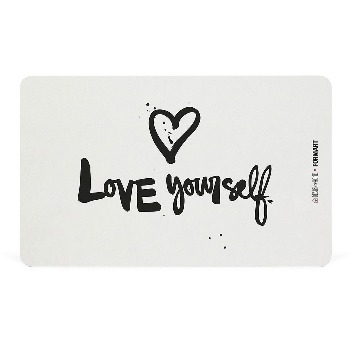 Schneidebrett Love yourself Kunststoff in Schwarz/Weiss - Weiss/Schwarz, Modern, Kunststoff (23,3/14,3/0,2cm)