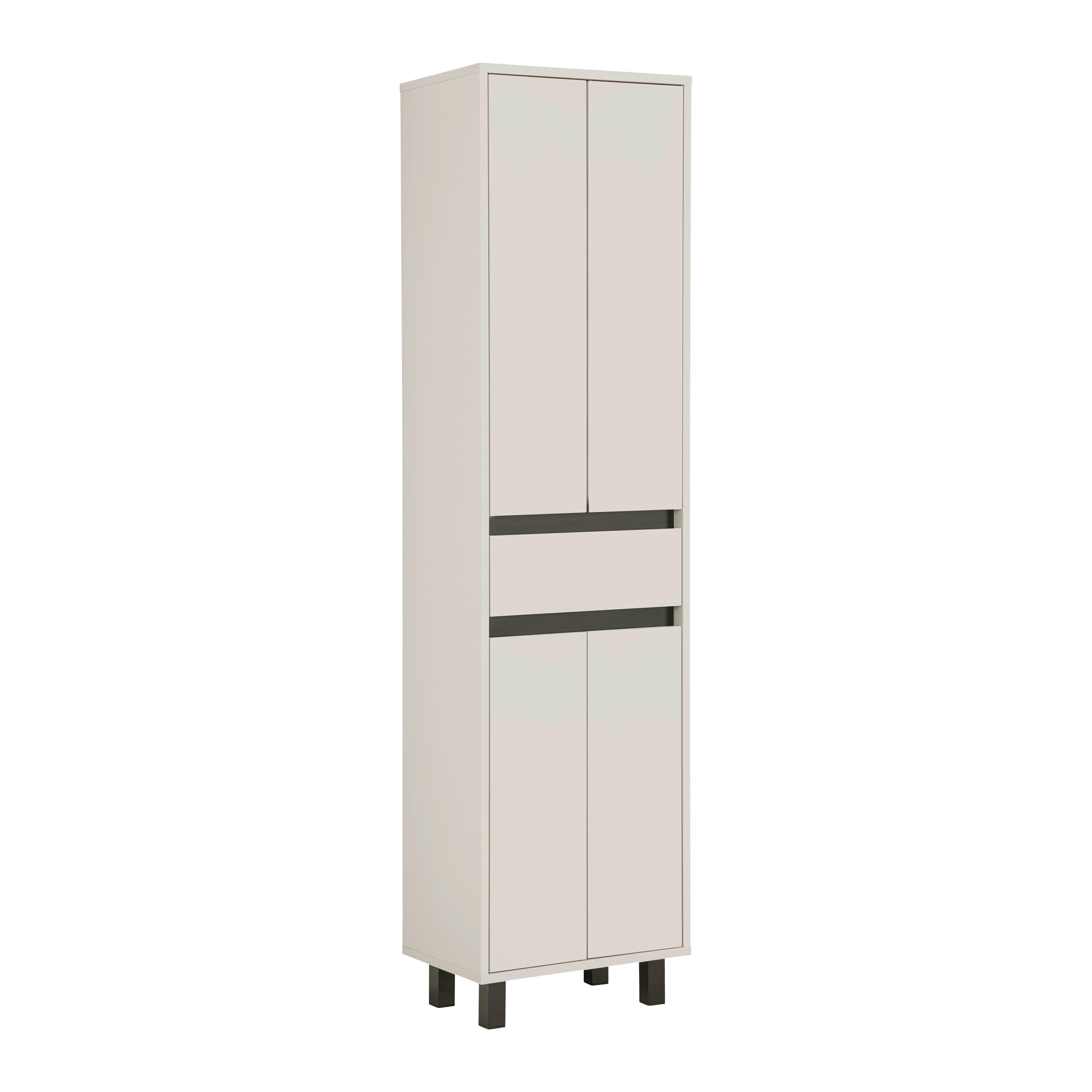 Hochschrank Sophia Kaschmir - Kaschmir/Schwarz, MODERN, Holzwerkstoff (50/190/33cm) - Mömax