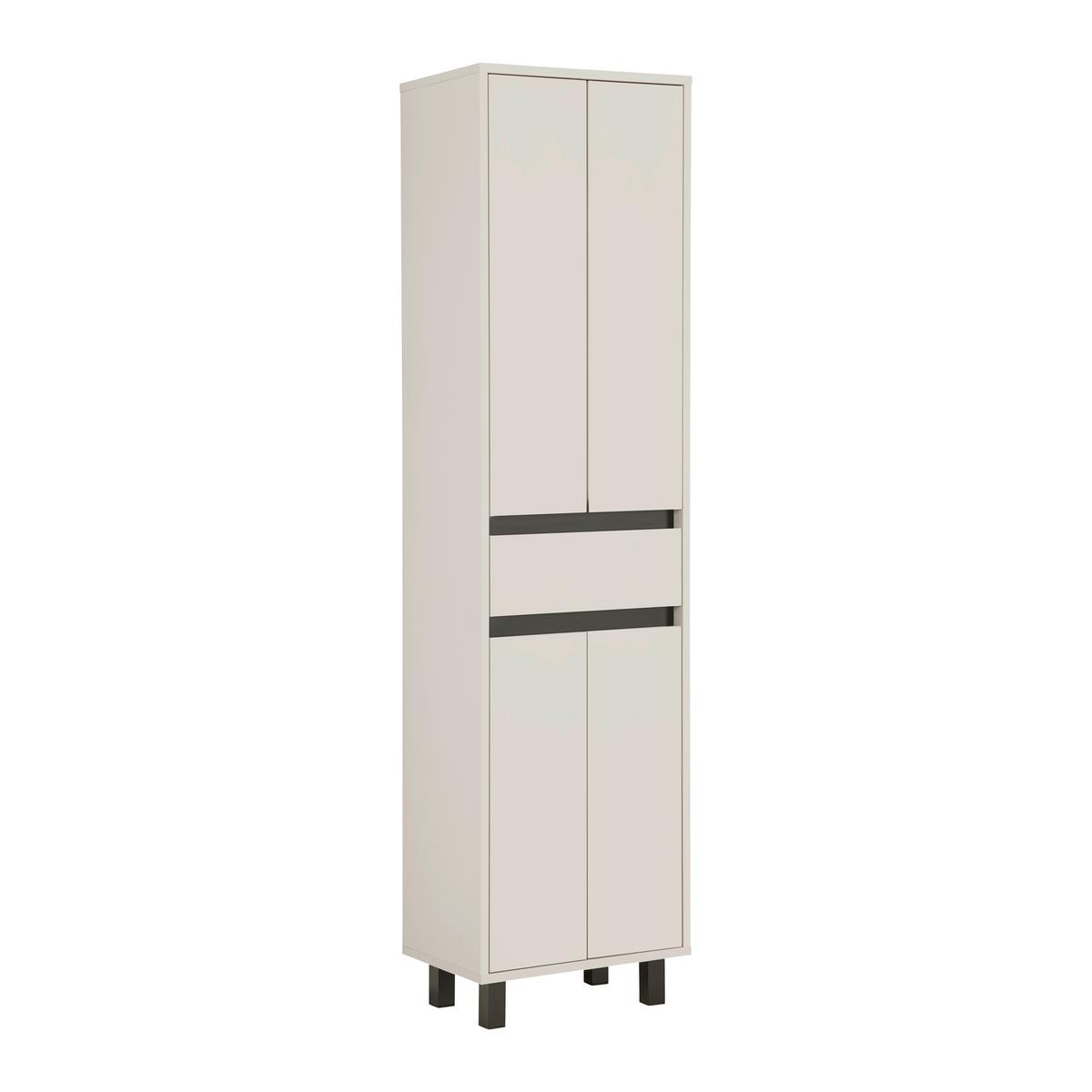 Hochschrank Sophia Kaschmir - Kaschmir/Schwarz, MODERN, Holzwerkstoff (50/190/33cm) - Mömax