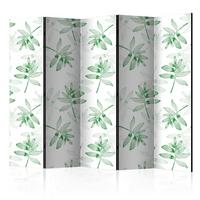 Paravan Watercolor Branches I, 5-Delni, Dvostranski - zelena/bela, Basics, tekstil/les (225/172/3cm) - artgeist