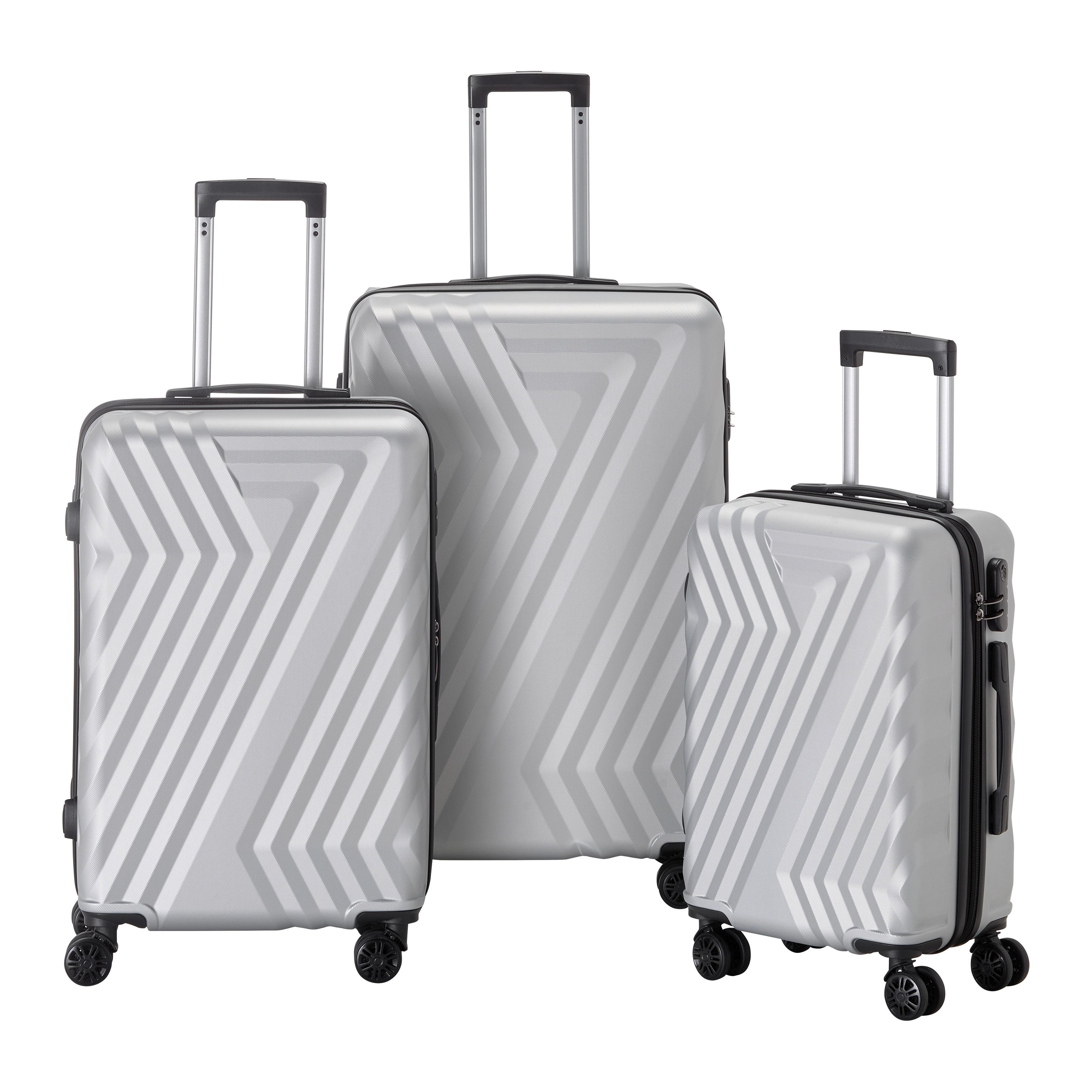 Reisekofferset Budapest Silberfarben, 3-teilig - Silberfarben, KONVENTIONELL, Kunststoff/Textil - Mömax