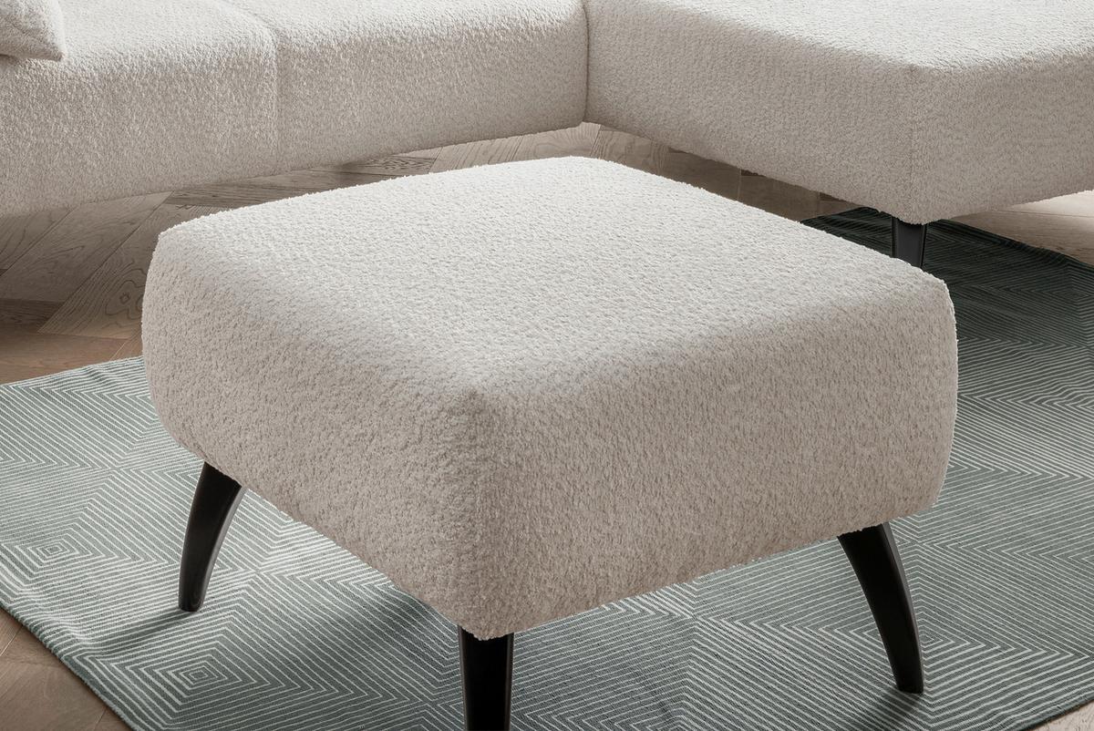 Hocker Colori Weiß Bouclé - Schwarz/Weiß, MODERN, Holz/Textil (66/44/66cm) - MID.YOU