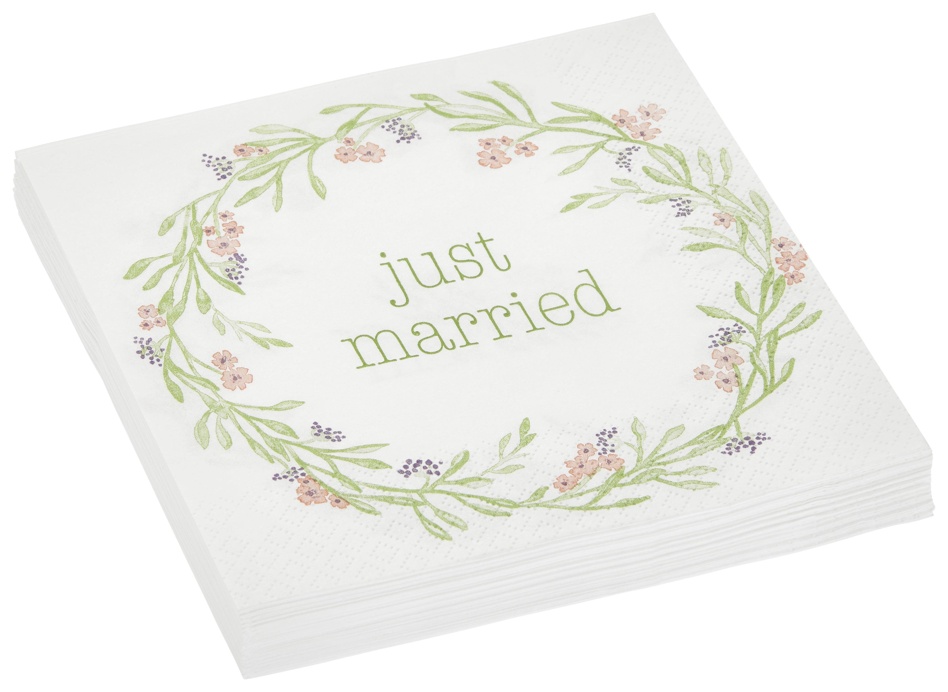 Salveta Just Married - bijela/višebojno, papir (33/33cm)