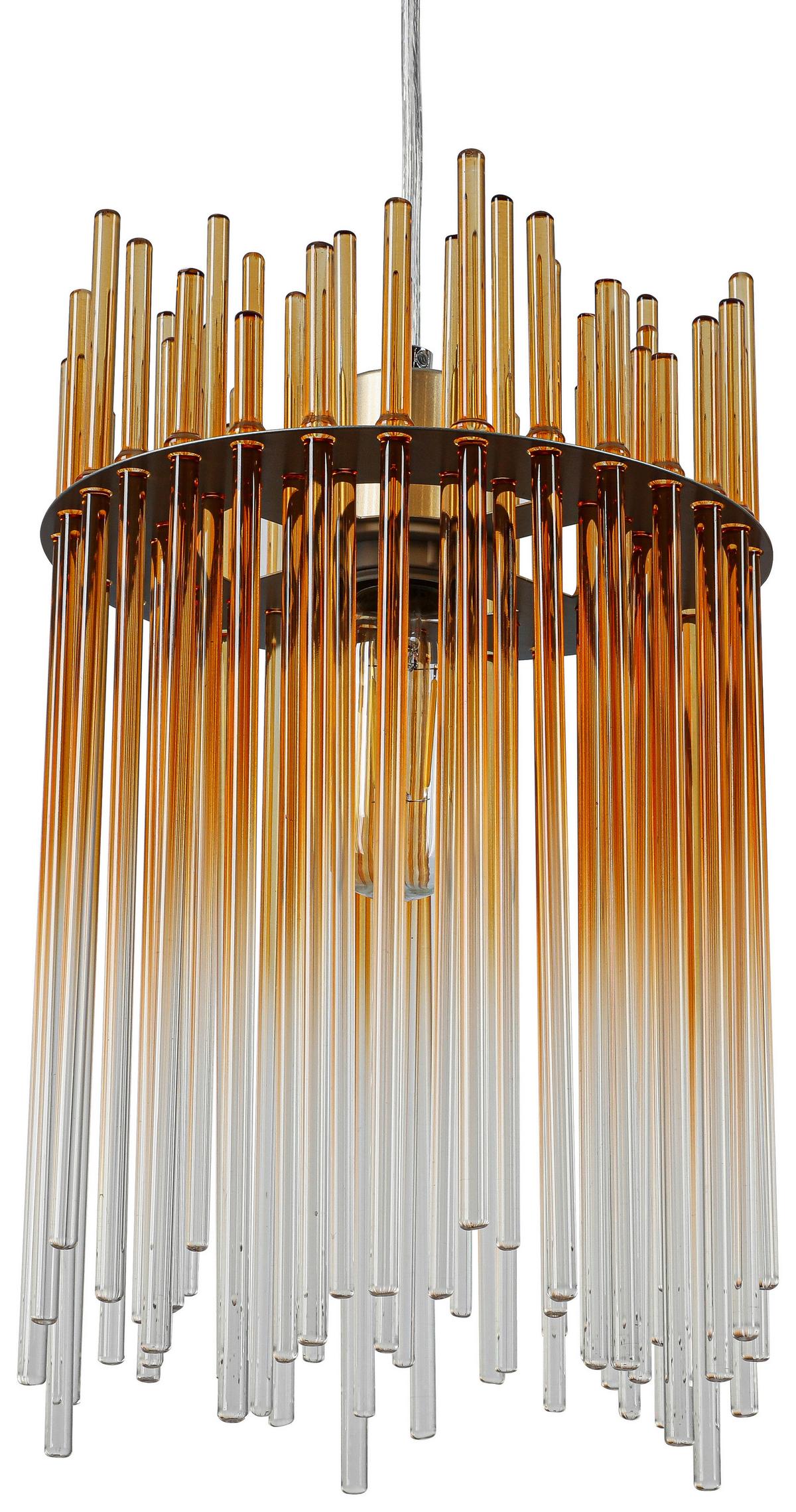 Hängeleuchte Stab Transparent/Bernstein max. 40W - Champagner/Transparent, MODERN, Glas/Kunststoff (81/20/150cm)