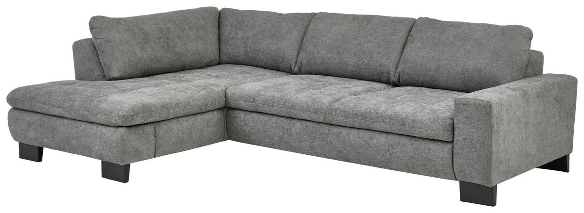 Ecksofa Lando Grau - gris/noir, Modern, textile/métal (197/84/289cm) - Premium Living