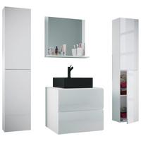 Kopalnica Lendas Xl, Bela - črna/bela, Moderno, steklo/leseni material (127cm) - MID.YOU
