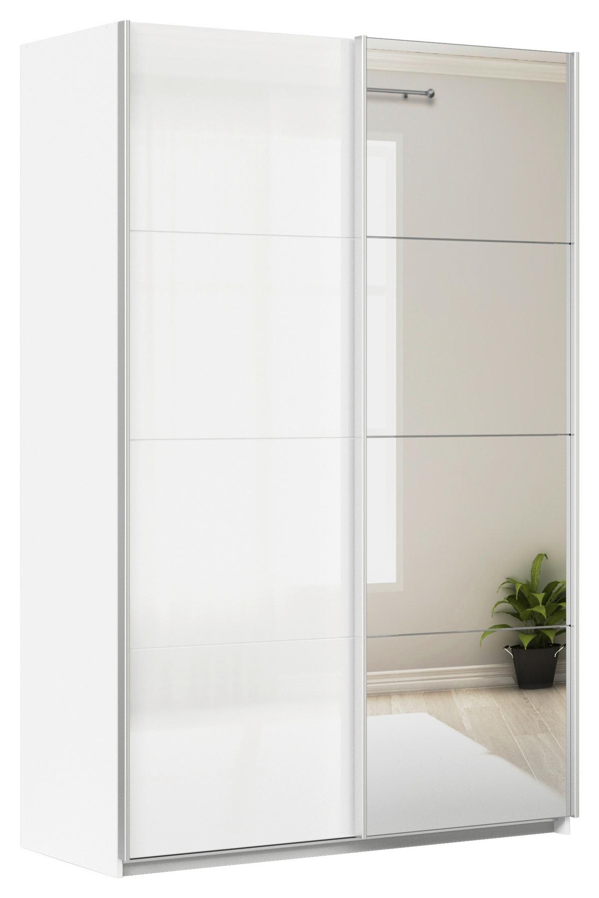 DULAP USI CULISANTE FELDKIRCH - argintiu/alb, Modern, material pe bază de lemn (136/210/62cm)