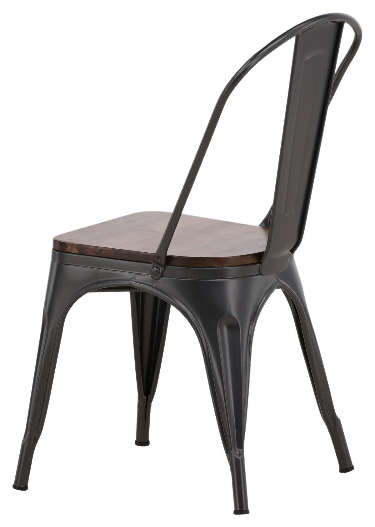 STUHL-SET TEMPE - Dunkelgrau/Dunkelbraun, Design, Holz/Metall (36/85/51cm) - Livetastic
