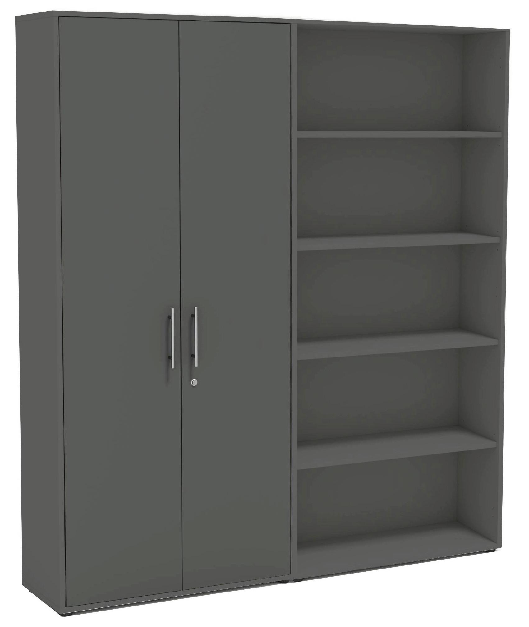 AKTENSCHRANK OFFICE EDITION - SW SET 1 HOCH - Anthrazit, MODERN, Holzwerkstoff (168,8/185,6/33cm) - MID.YOU
