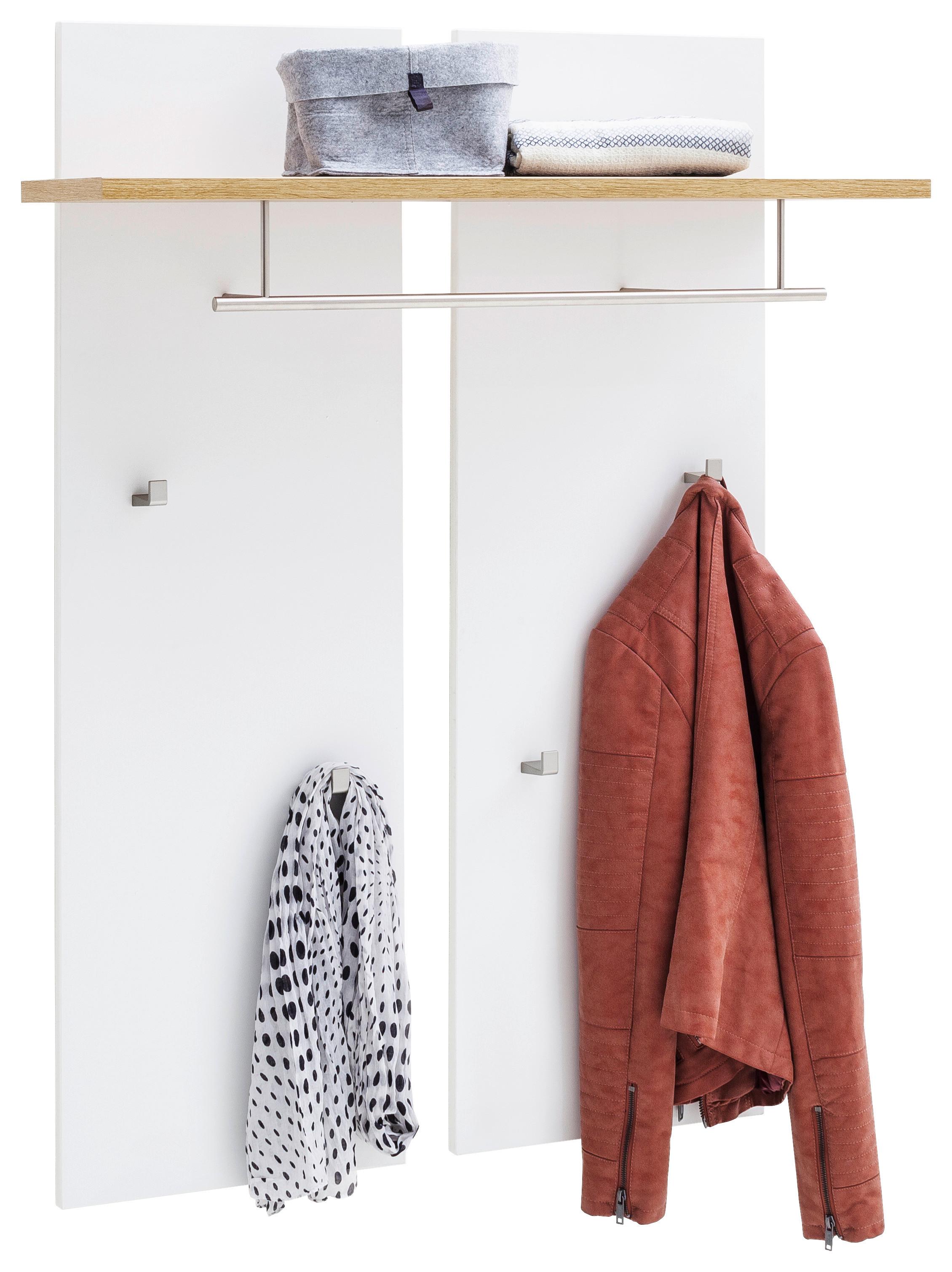 Garderobenpaneel Weiß - Eichefarben/Weiß, MODERN, Holzwerkstoff (88/118/28cm) - Premium Living