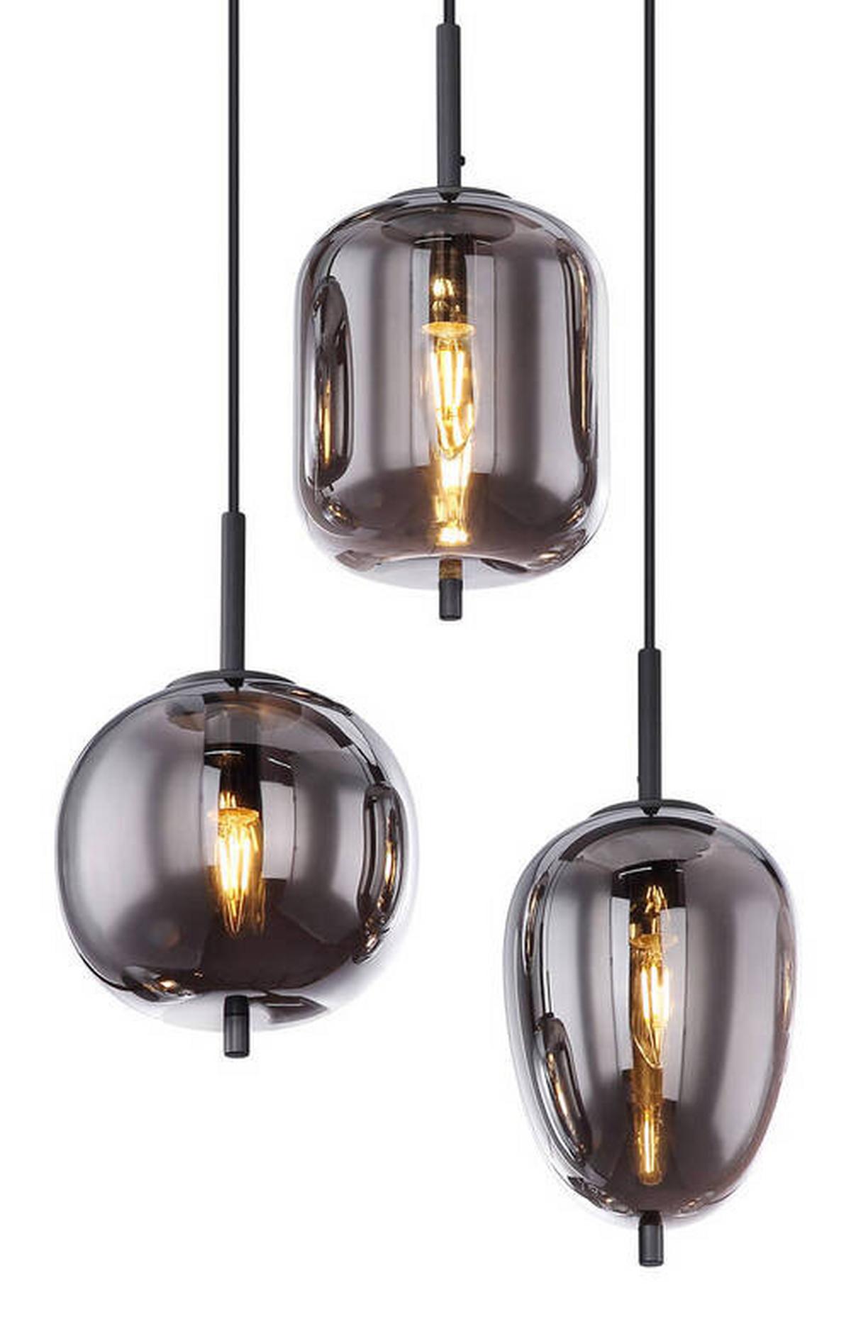 Viseča Led-svetilka 15345-6l Blacky - črna/siva, Design, kovina/umetna masa (80/34/120cm) - Globo