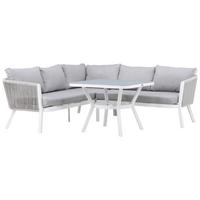 LOUNGEGARNITUR VIRYA - Weiß/Grau, KONVENTIONELL, Textil/Metall - Gardenson