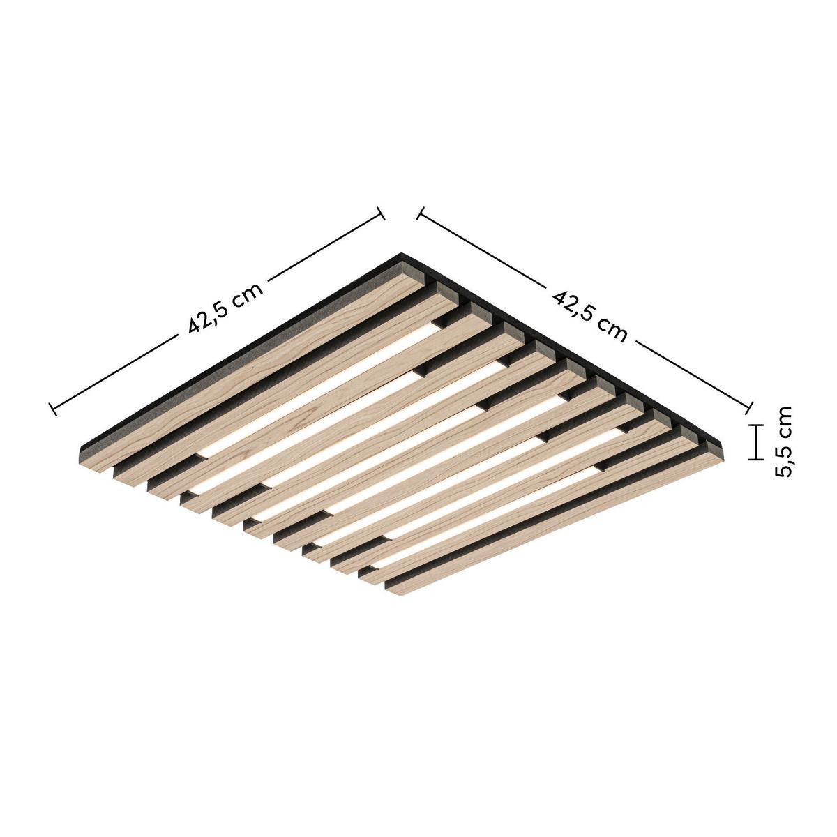 LED Mennyezeti Lámpa Ruko - tölgyfa színű/fekete, Modern, műanyag/faalapú anyag (42,5/42,5/5,5cm) - Mömax