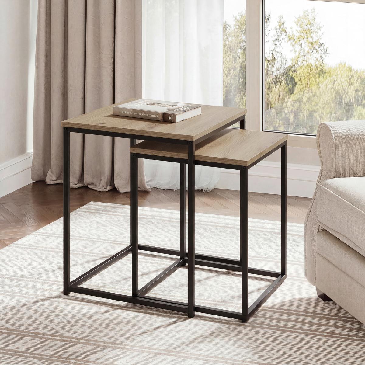 Stočić Peter - prirodna boja/crna, Moderno, metal/pločasti materijal (37,5/40/37cm) - Modern Living