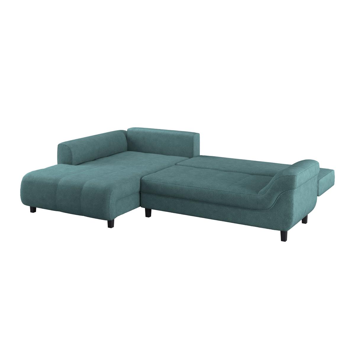Kutna Garnitura Mendoza - boje petroleja/crna, Design, tekstil/drvo (197/309cm) - Modern Living