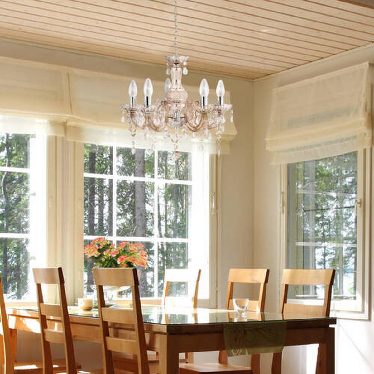 Kristály Függőlámpa Marie Therese 1455-5mi - vörösesbarna, Konventionell, műanyag/üveg (48/120cm)