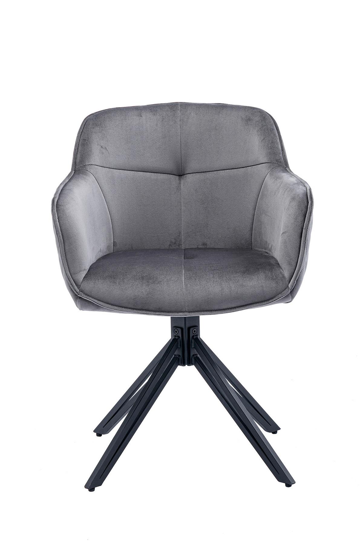 Naslanjač Samt, Siva, Vrtljiv - siva/črna, Moderno, kovina/tekstil (59/83/60cm) - Livetastic