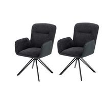 ARMLEHNSTUHL-SET MILAZZO S 2ER-SET - Schwarz, MODERN, Textil/Metall (57/91/67,5cm) - MID.YOU