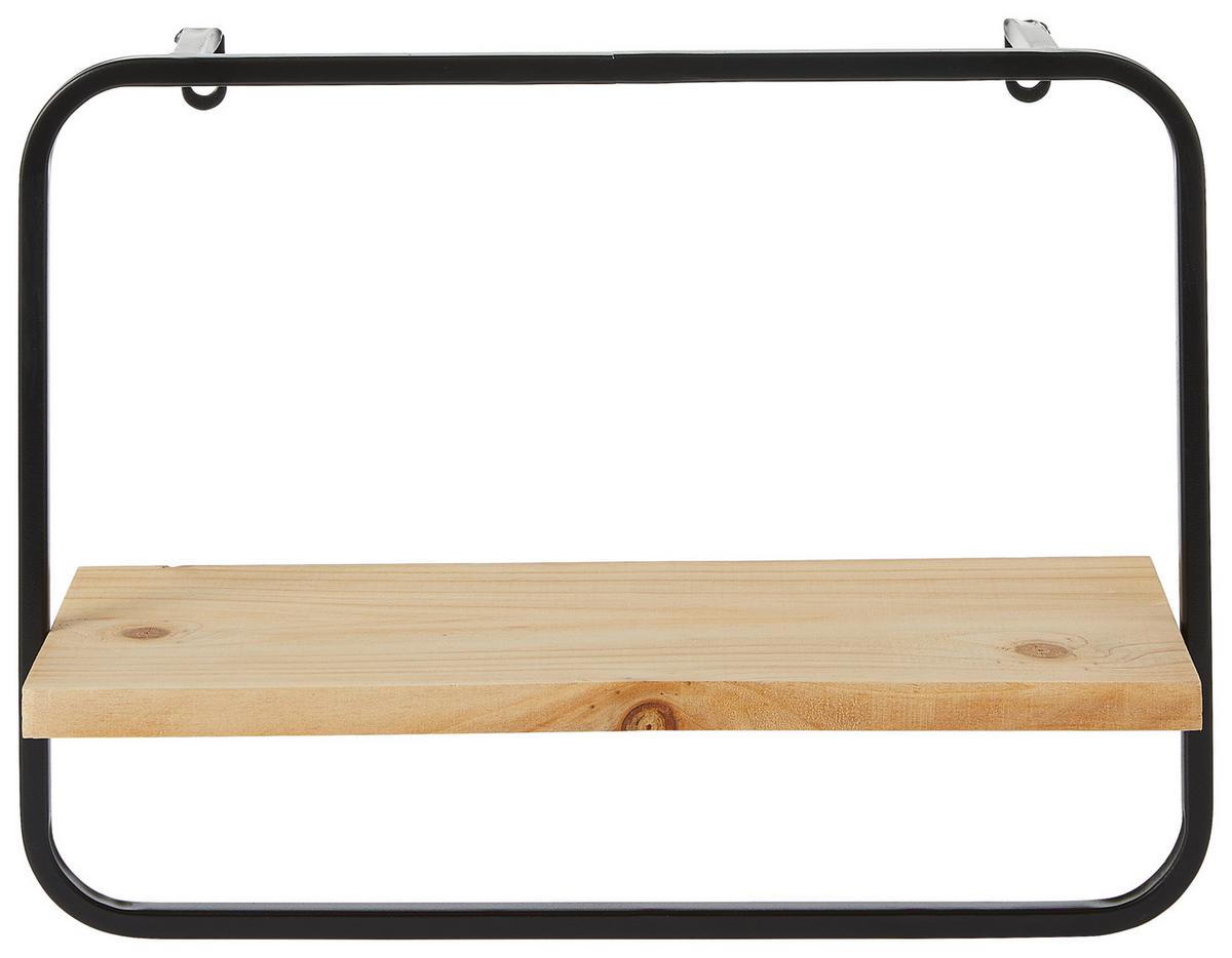 REGAŁ ŚCIENNY POIS II - czarny, Basics, metal/drewno (40/15/30cm) - Ambia Home