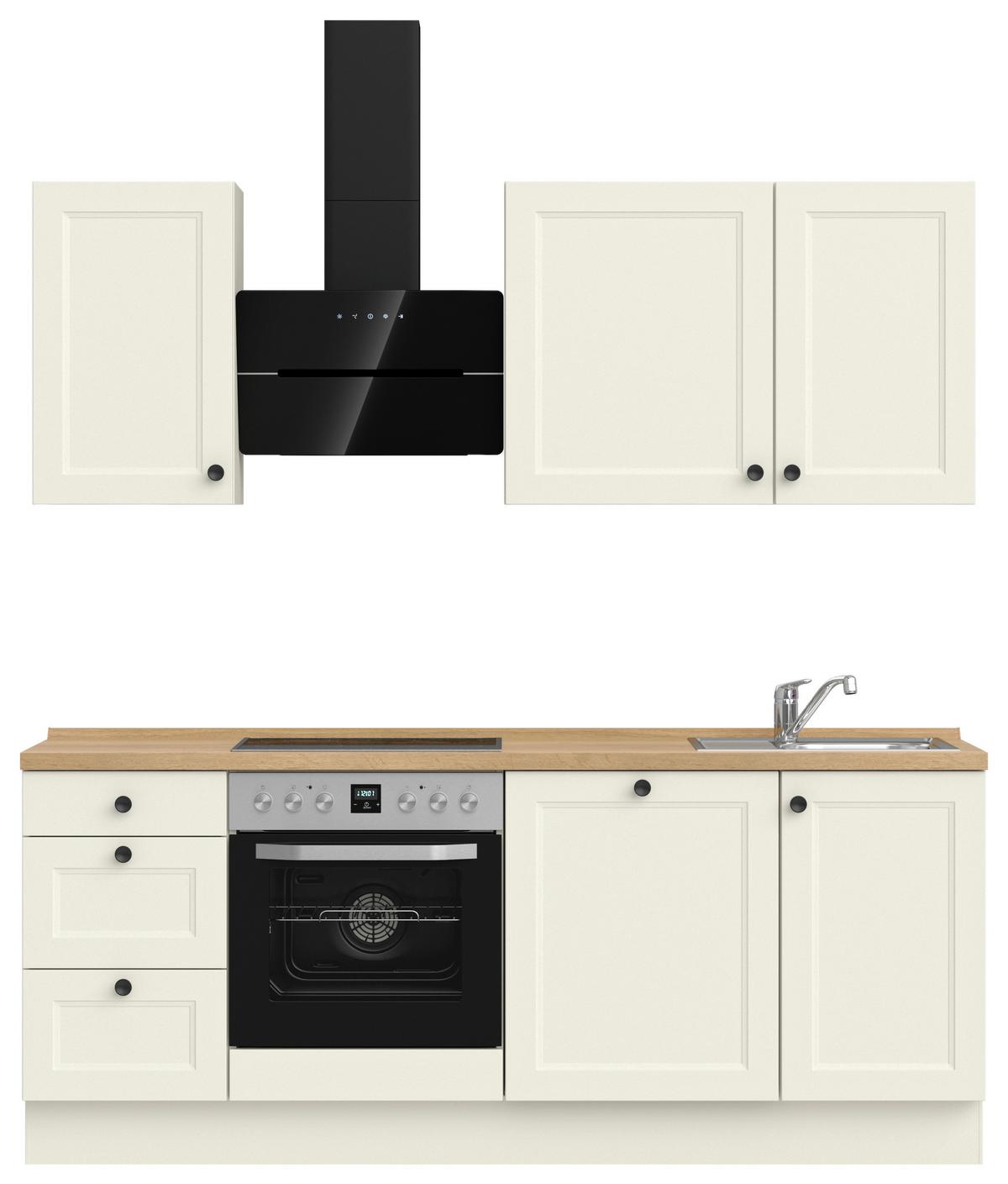 Küchenblock Cascada High m. Geräten Weiß - Eichefarben/Schwarz, MODERN, Holzwerkstoff/Metall (210cm) - Nobilia