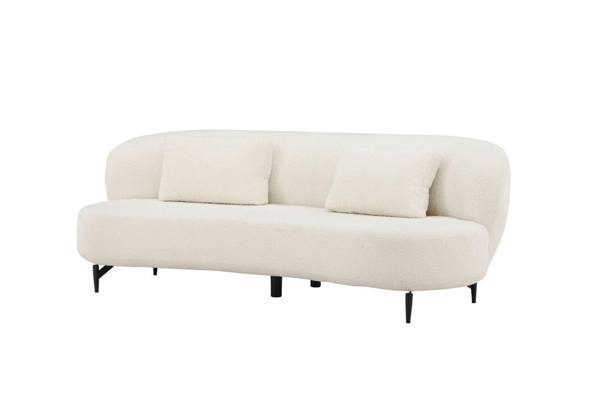 3-Sitzer-Sofa Luna Weiß - Schwarz/Weiß, MODERN, Textil/Metall (224/80/100cm) - Livetastic
