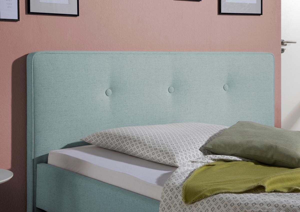 Polsterbett Slade Petrol ca. 100x200 cm - Petrol/Naturfarben, MODERN, Holz/Textil (100/200cm) - Livetastic