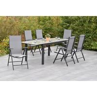 Vrtni Set Amalfi, 7-Delni, Siva - siva/barve grafita, Moderno, kovina/tekstil - Gardenson