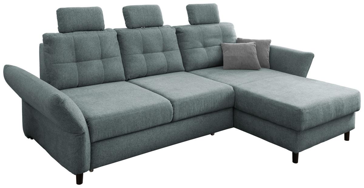 Wohnlandschaft Brizzini Mintgrau Chenille - Mintgrau/Blau, MODERN, Holz/Textil (250-280/176cm) - Livetastic