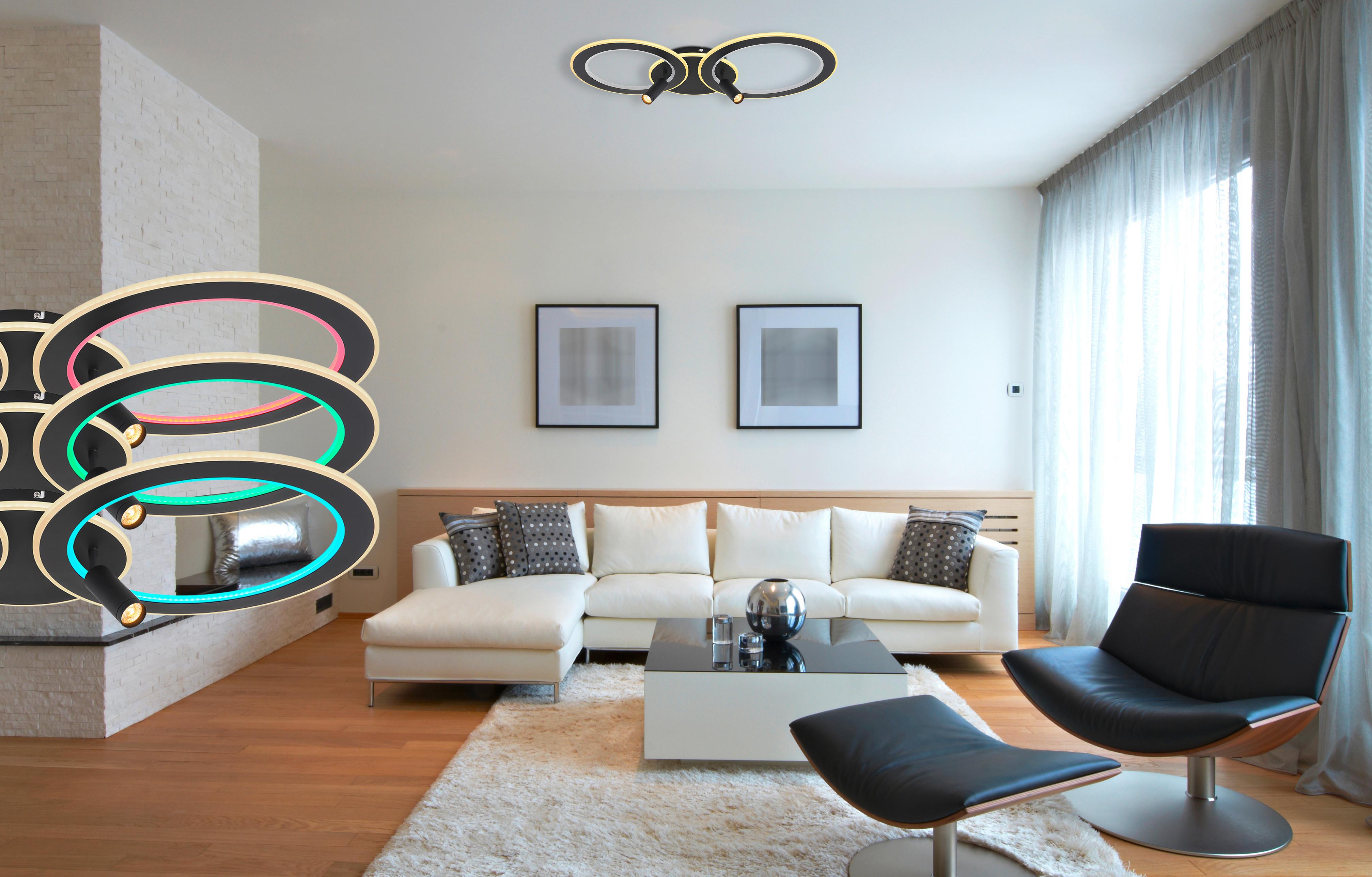 Led Mennyezeti Lámpa 67304d2 - fekete/opál, Design, műanyag/fém (89,5/50,7/13,5cm) - Globo