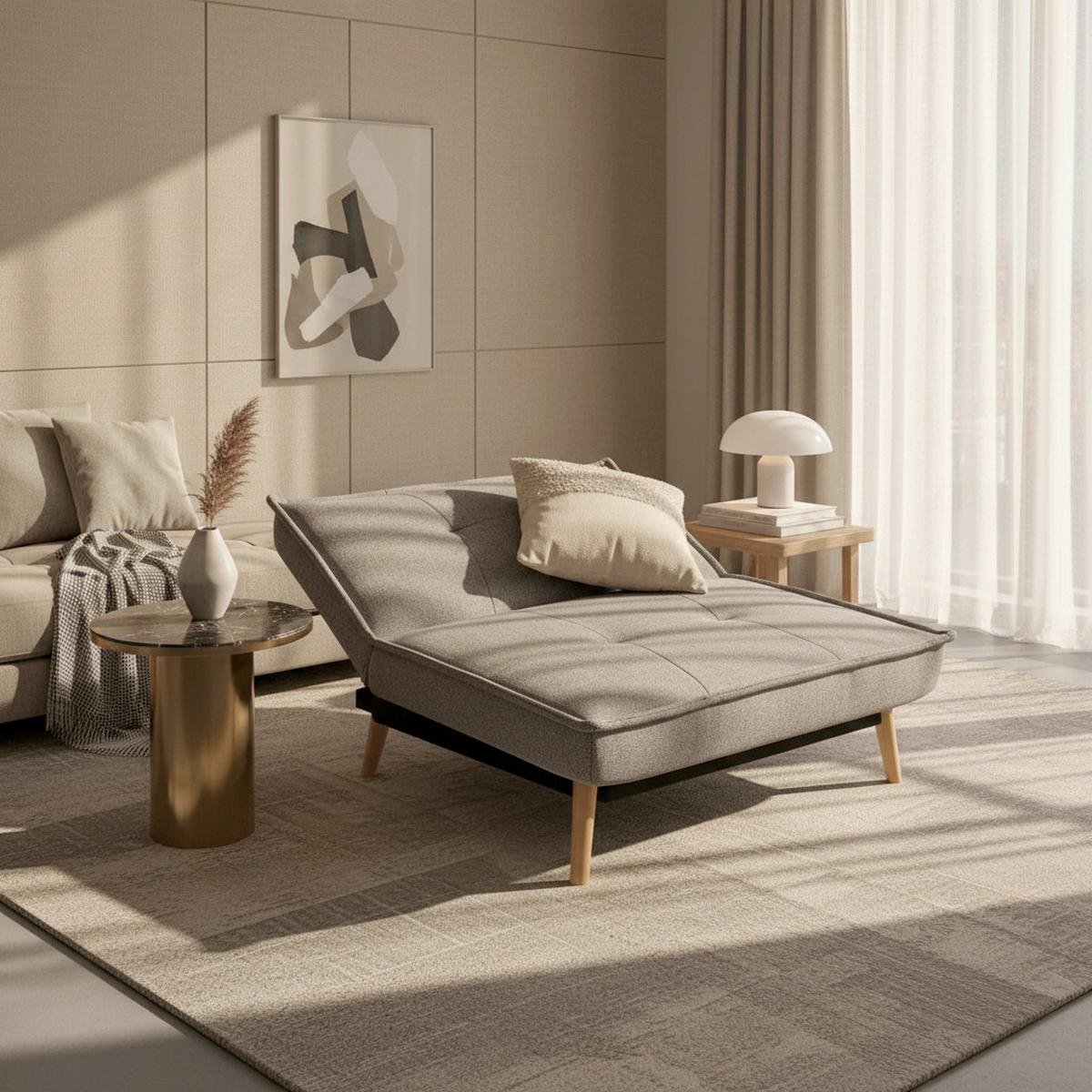 Schlafsessel Romeo Grau Webstoff - Grau, MODERN, Holz/Textil (99/83/84cm) - Bessagi Home