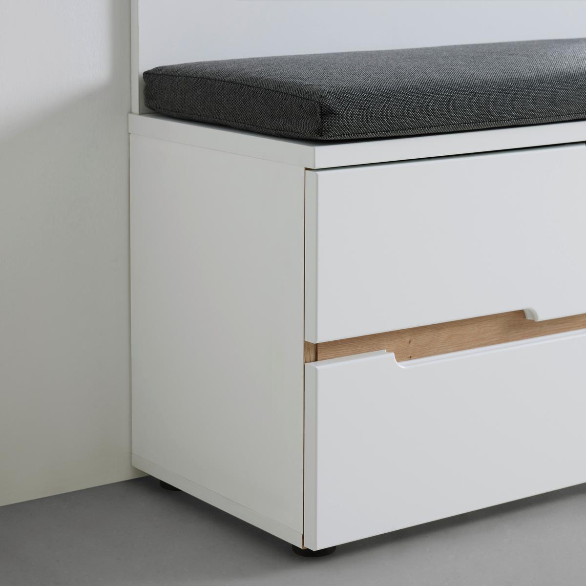 Garderobenbank Dallas Weiß/Eiche Artisan - Schwarz/Weiß, MODERN, Holzwerkstoff/Textil (120/48/38cm) - Mömax