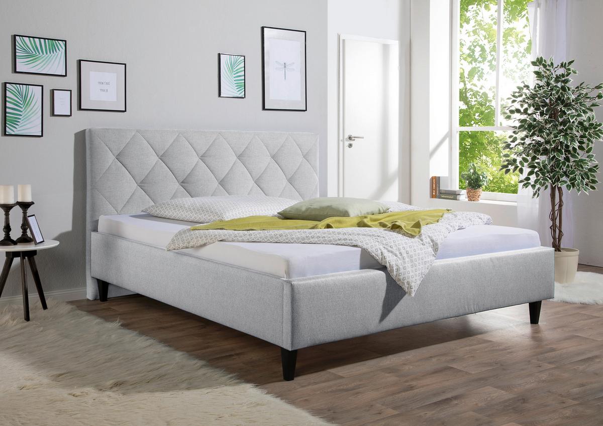 Polsterbett Aiken Hellgrau ca. 200x200 cm - Hellgrau/Schwarz, MODERN, Holz/Textil (200/200cm) - Livetastic