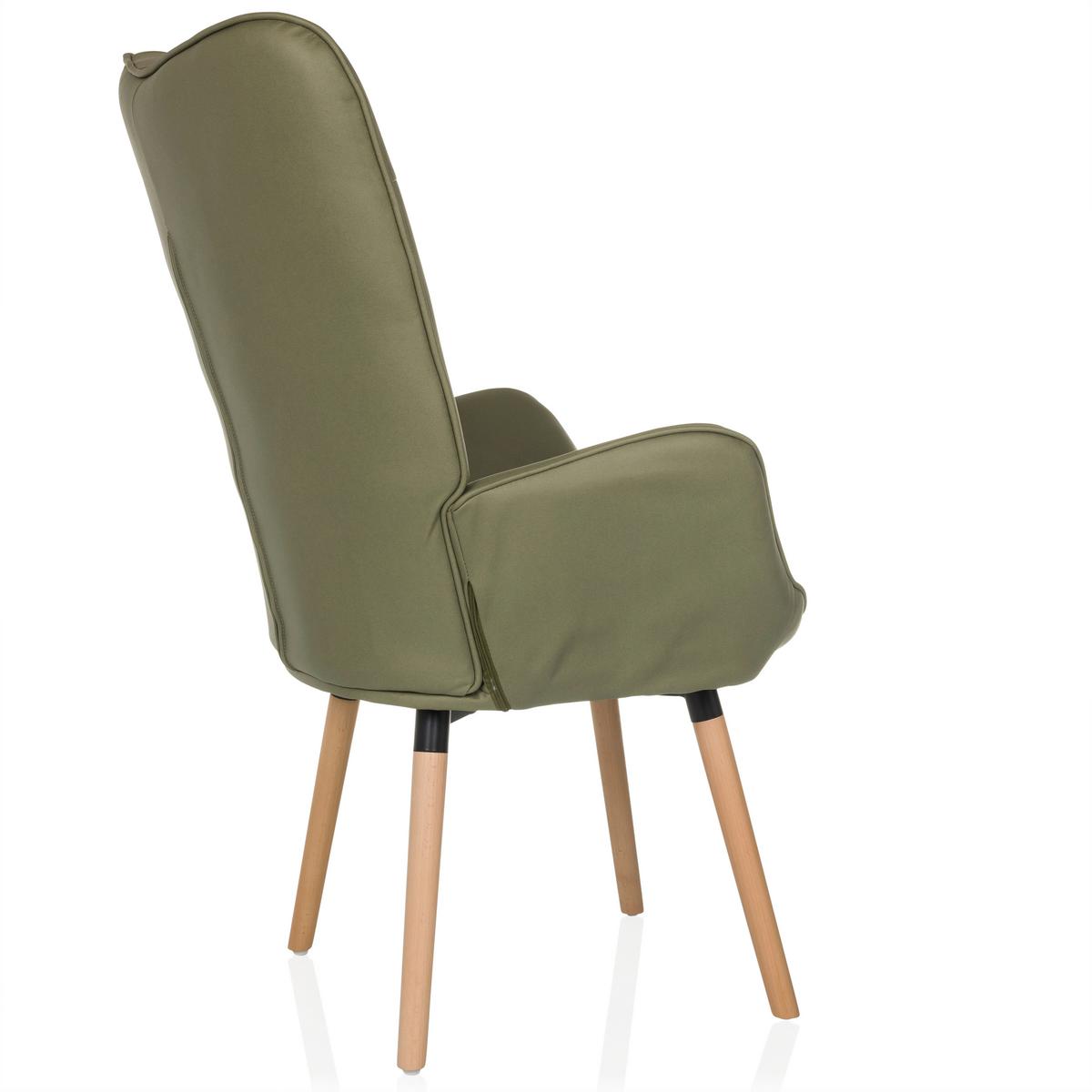 Fotelj Havenio I, Zelena - zelena/barve bukve, Moderno, tekstil/les (70/106/75cm) - MID.YOU