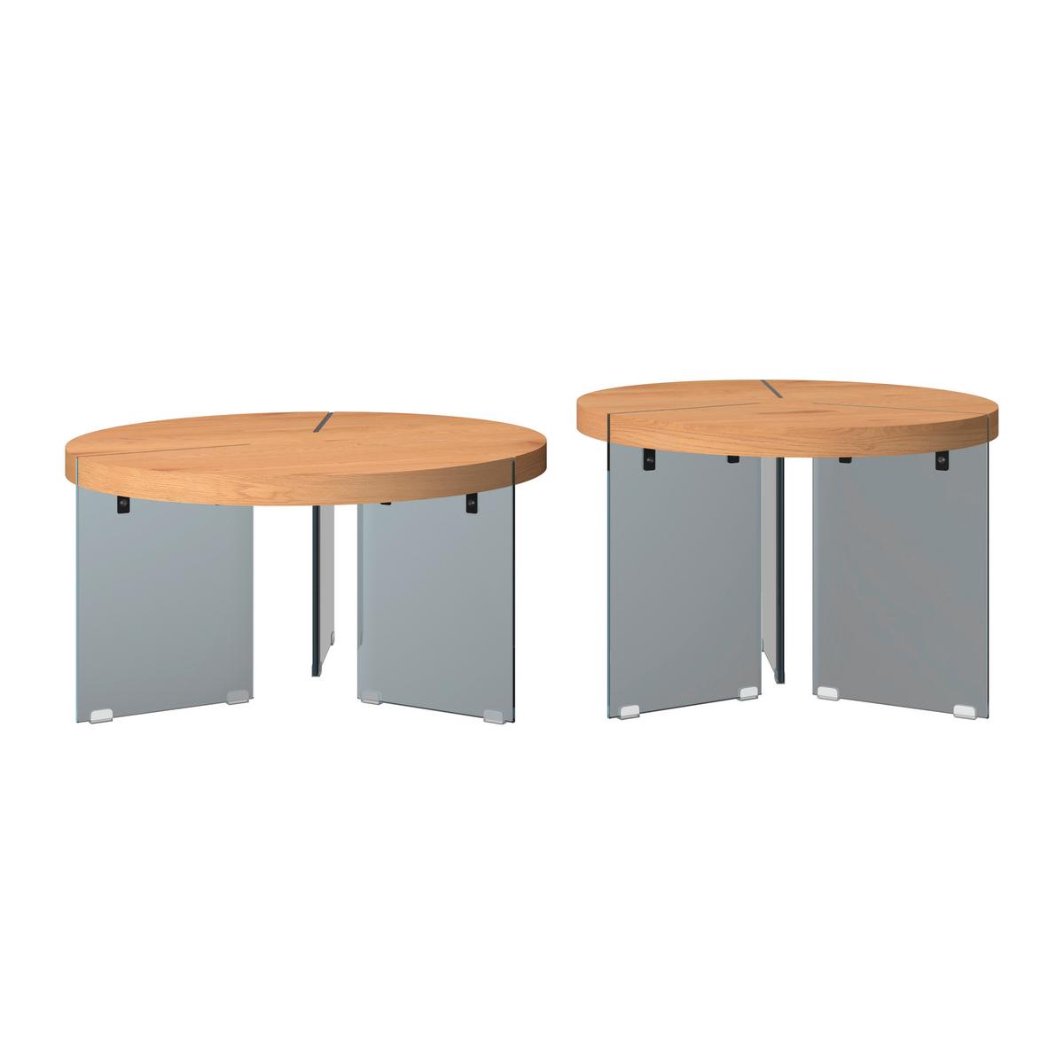 Couchtisch Moreno 2er Set Eichefarben/ Grau - Eichefarben/Dunkelgrau, MODERN, Glas/Holzwerkstoff (80/42,5cm) - Bessagi Home